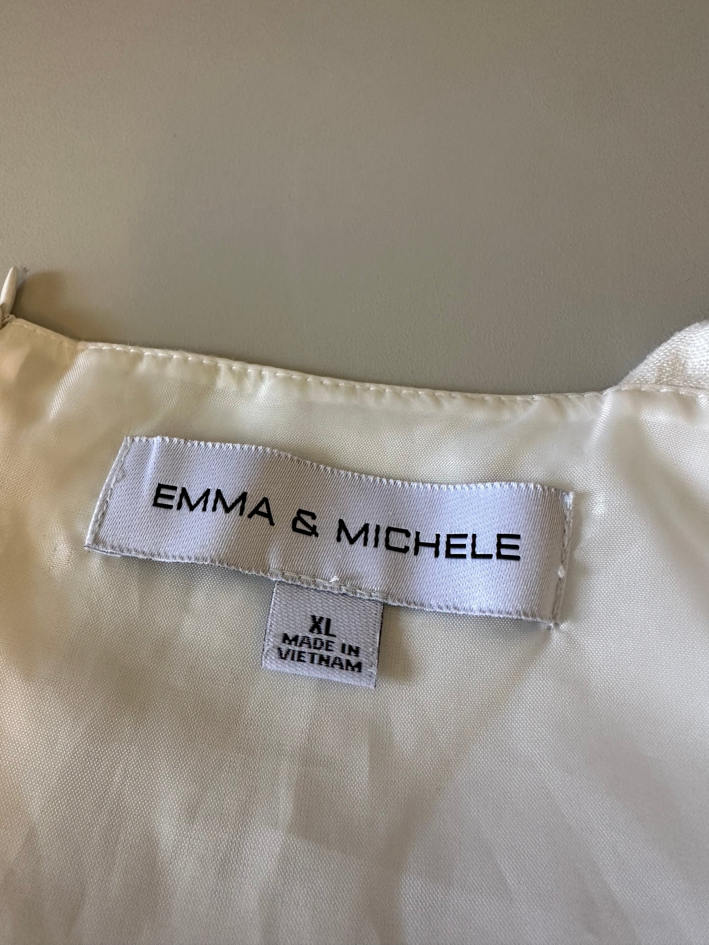 Emma & Michele White Linen Blend Tie Strap Ruffle Midi Dress | Size XL