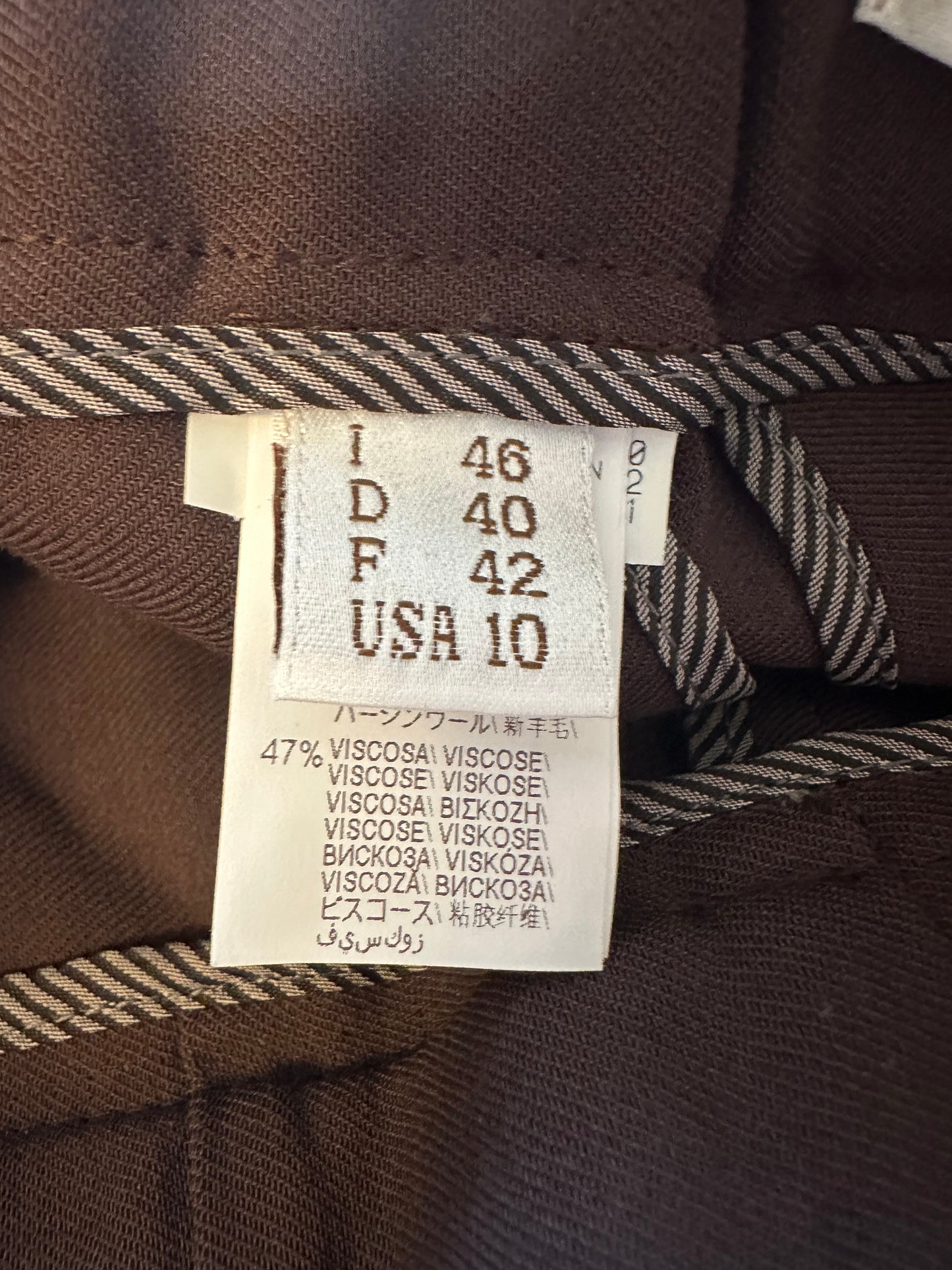 Brunello Cucinelli Wool Blend Pull On Brown Trousers | Size 10