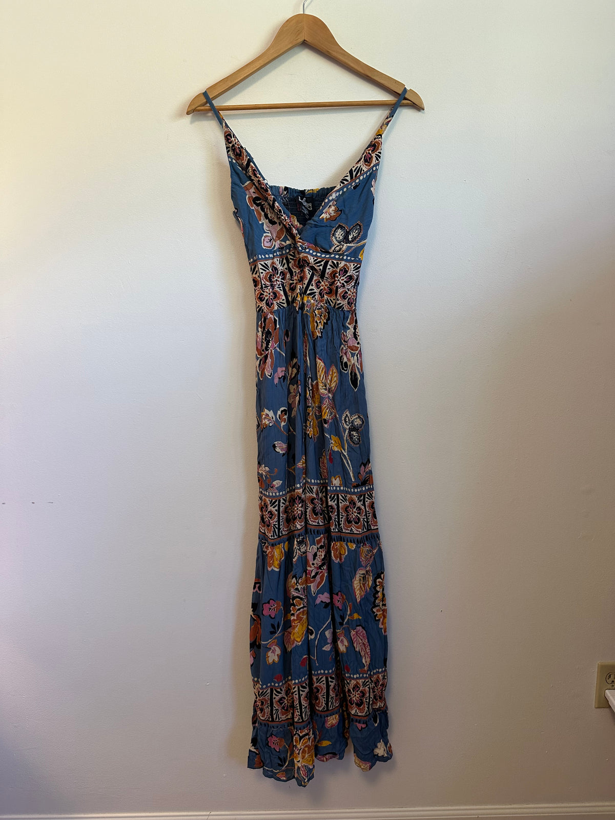 NWT Angie Blue Floral Boho Maxi Dress | Size Small