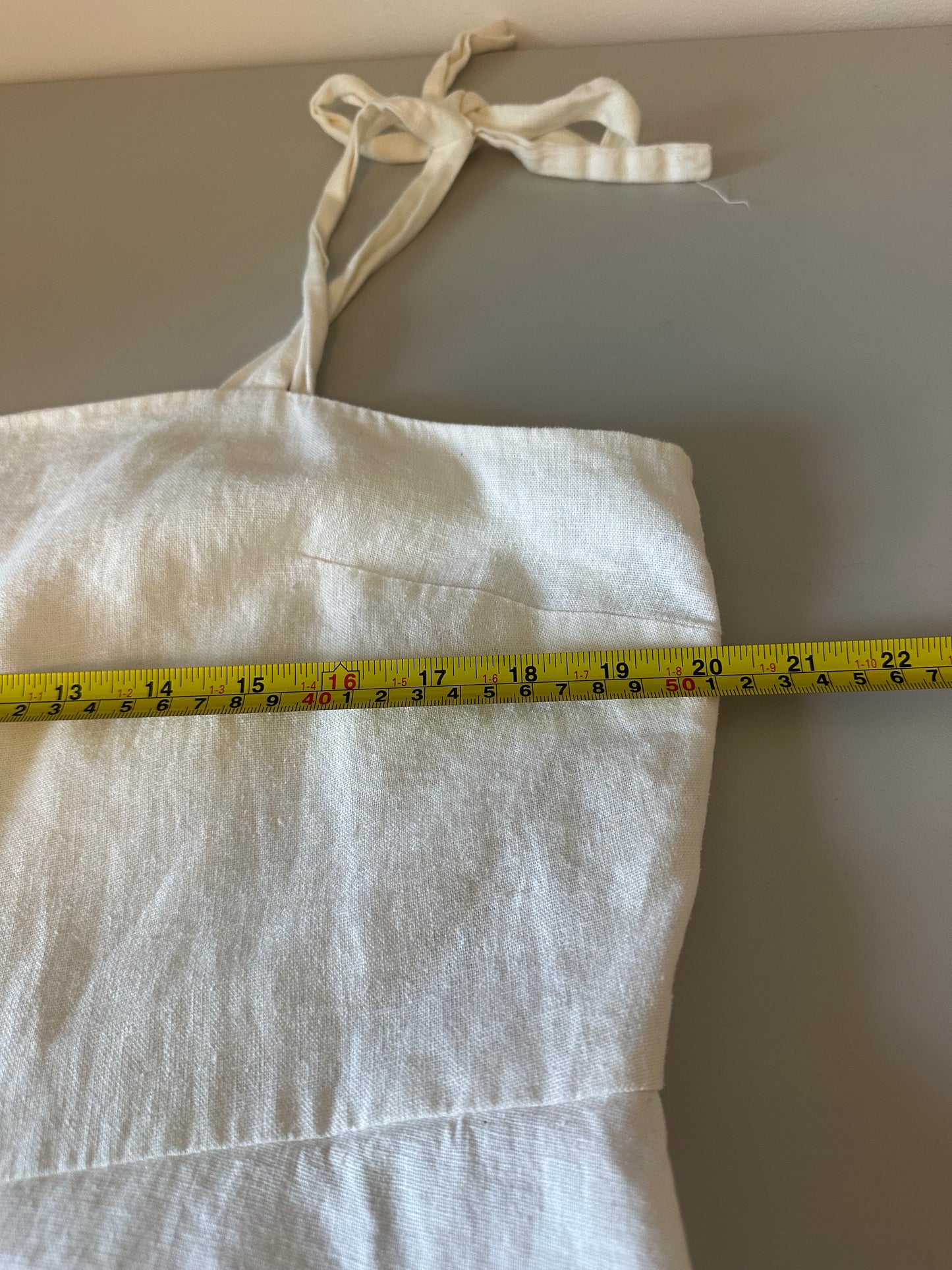 Emma & Michele White Linen Blend Tie Strap Ruffle Midi Dress | Size XL