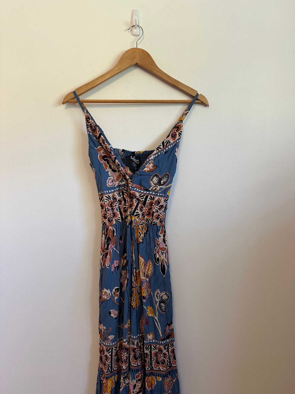 NWT Angie Blue Floral Boho Maxi Dress | Size Small