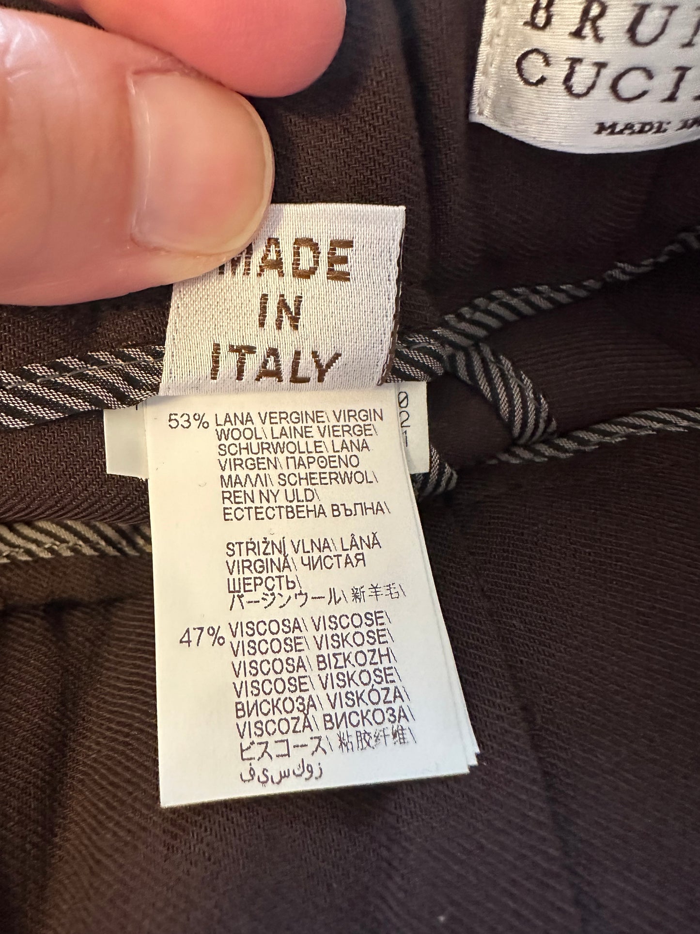 Brunello Cucinelli Wool Blend Pull On Brown Trousers | Size 10