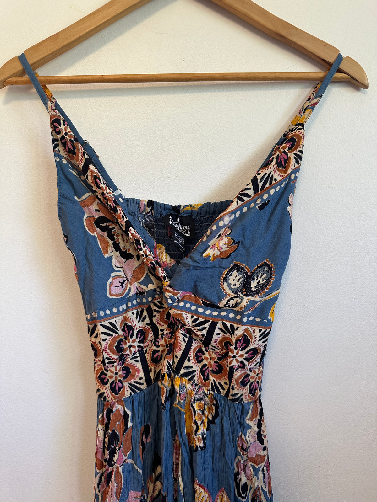 NWT Angie Blue Floral Boho Maxi Dress | Size Small