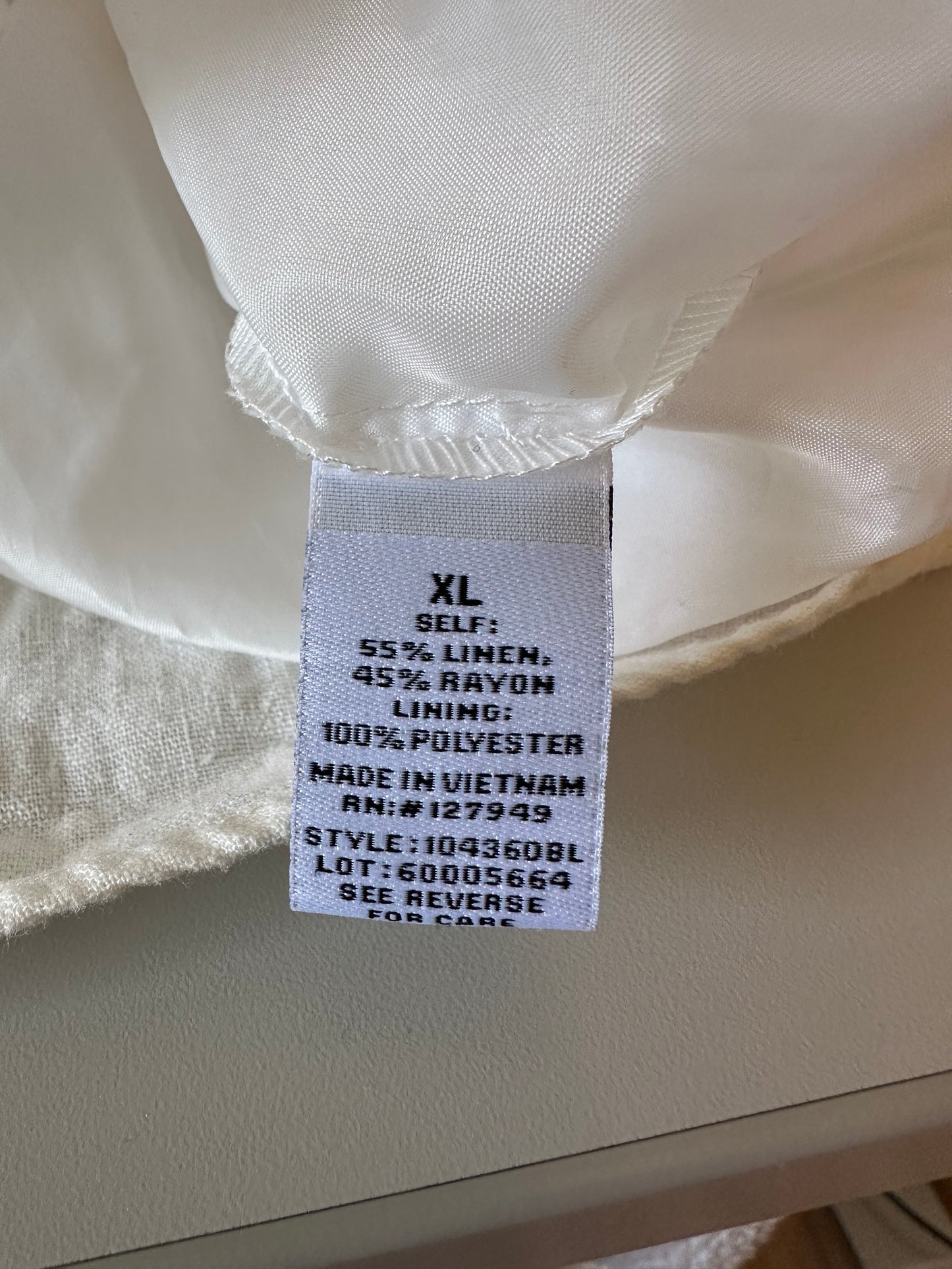 Emma & Michele White Linen Blend Tie Strap Ruffle Midi Dress | Size XL