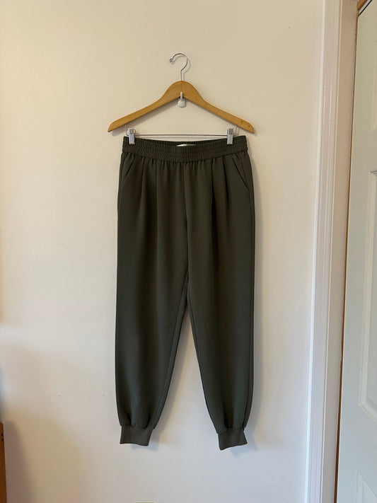 Joie Olive Green Woven Pull On Jogger Pants | Size Medium