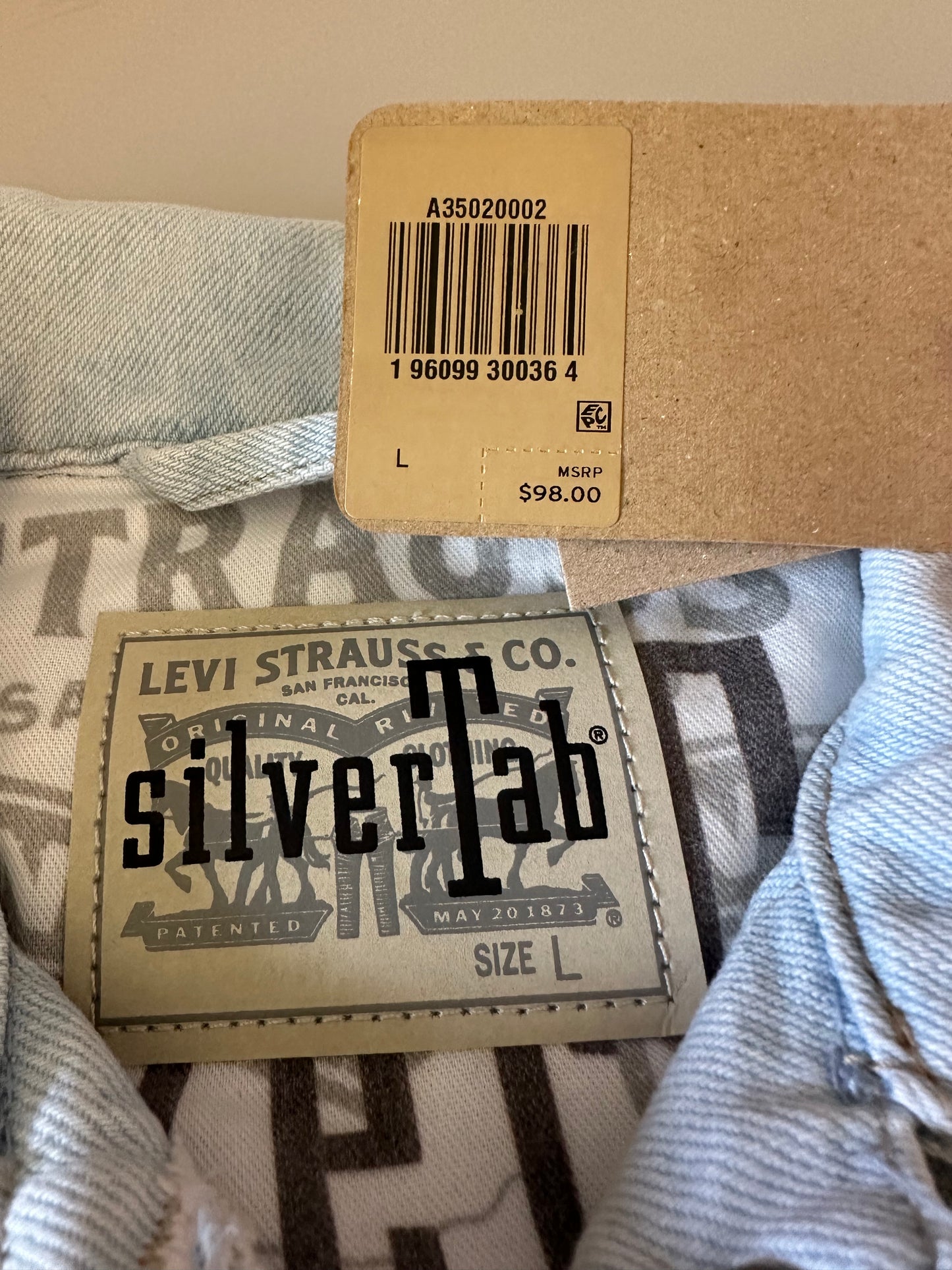 NWT Levis SilverTab Light Wash Denim Trucker Jacket | Size Large