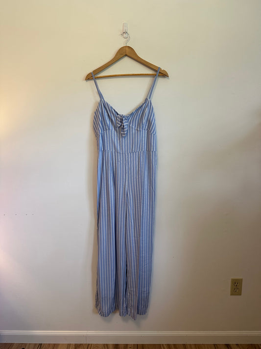 NWT J. Crew Blue and White Striped Wide Leg Tie Front Jumpsuit | Size 8