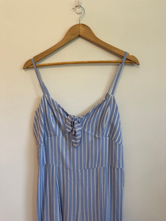 NWT J. Crew Blue and White Striped Wide Leg Tie Front Jumpsuit | Size 8