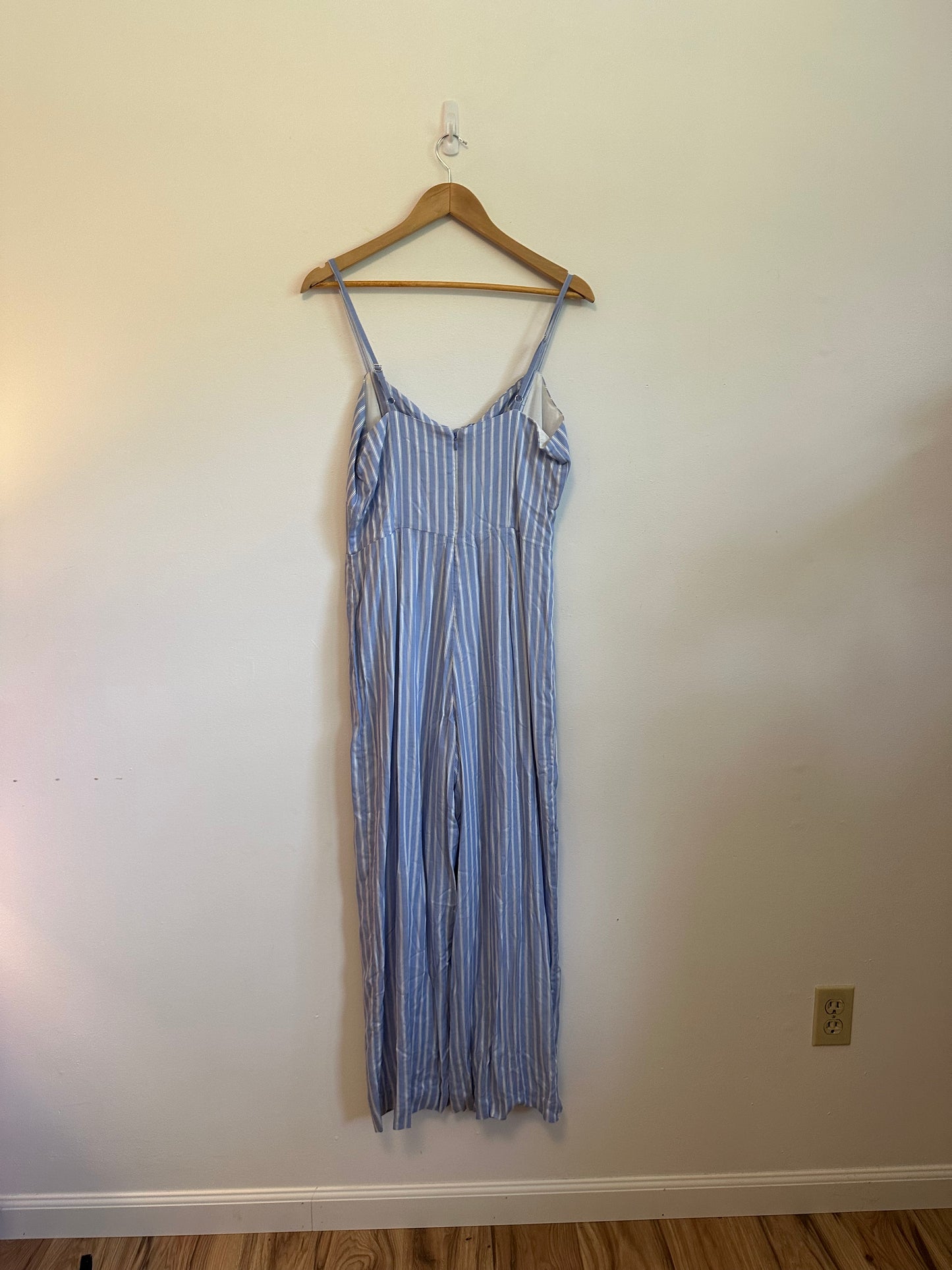 NWT J. Crew Blue and White Striped Wide Leg Tie Front Jumpsuit | Size 8
