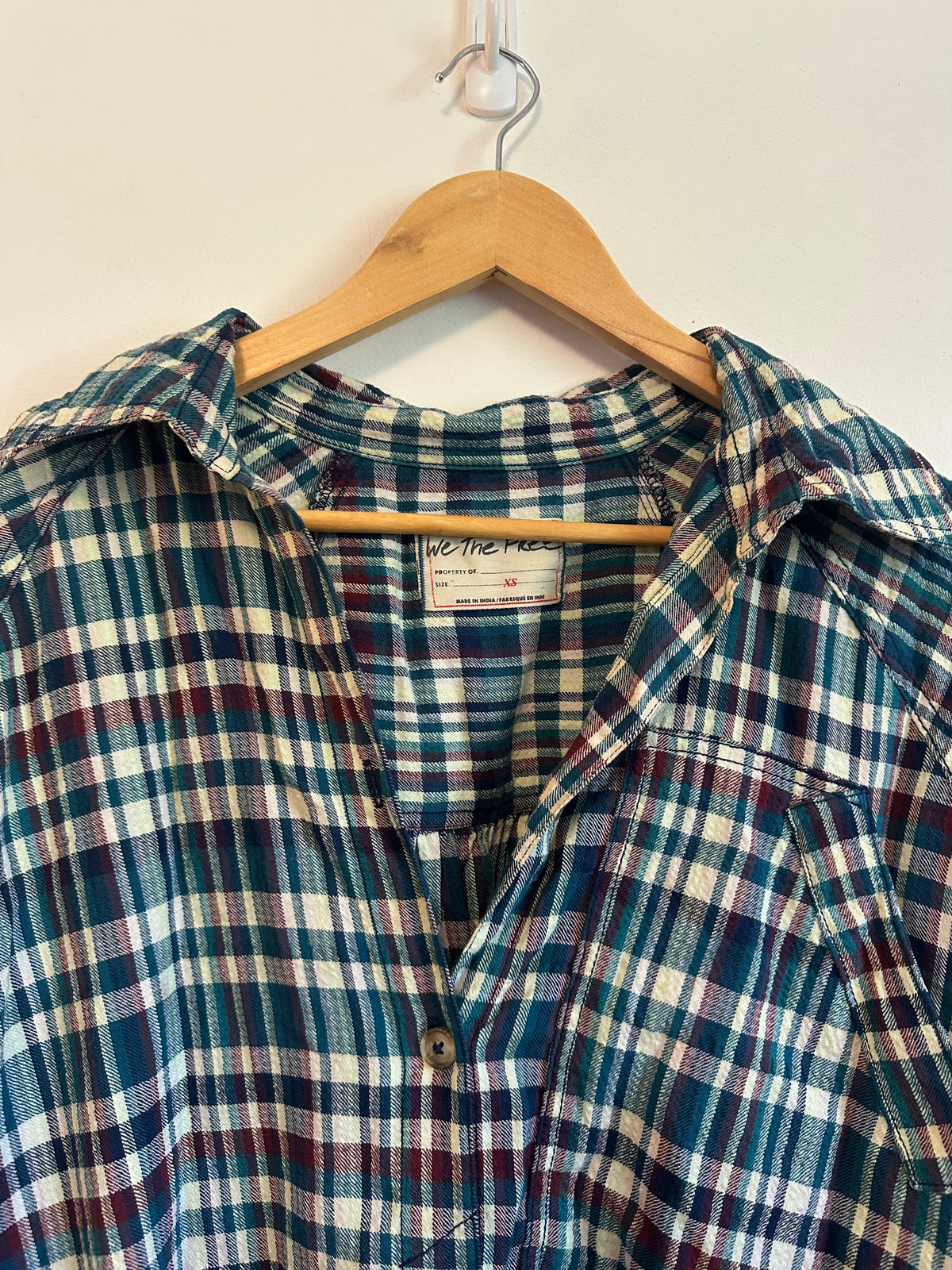 We The Free x Free People Oversized Plaid Button Down Shirt | Size XS