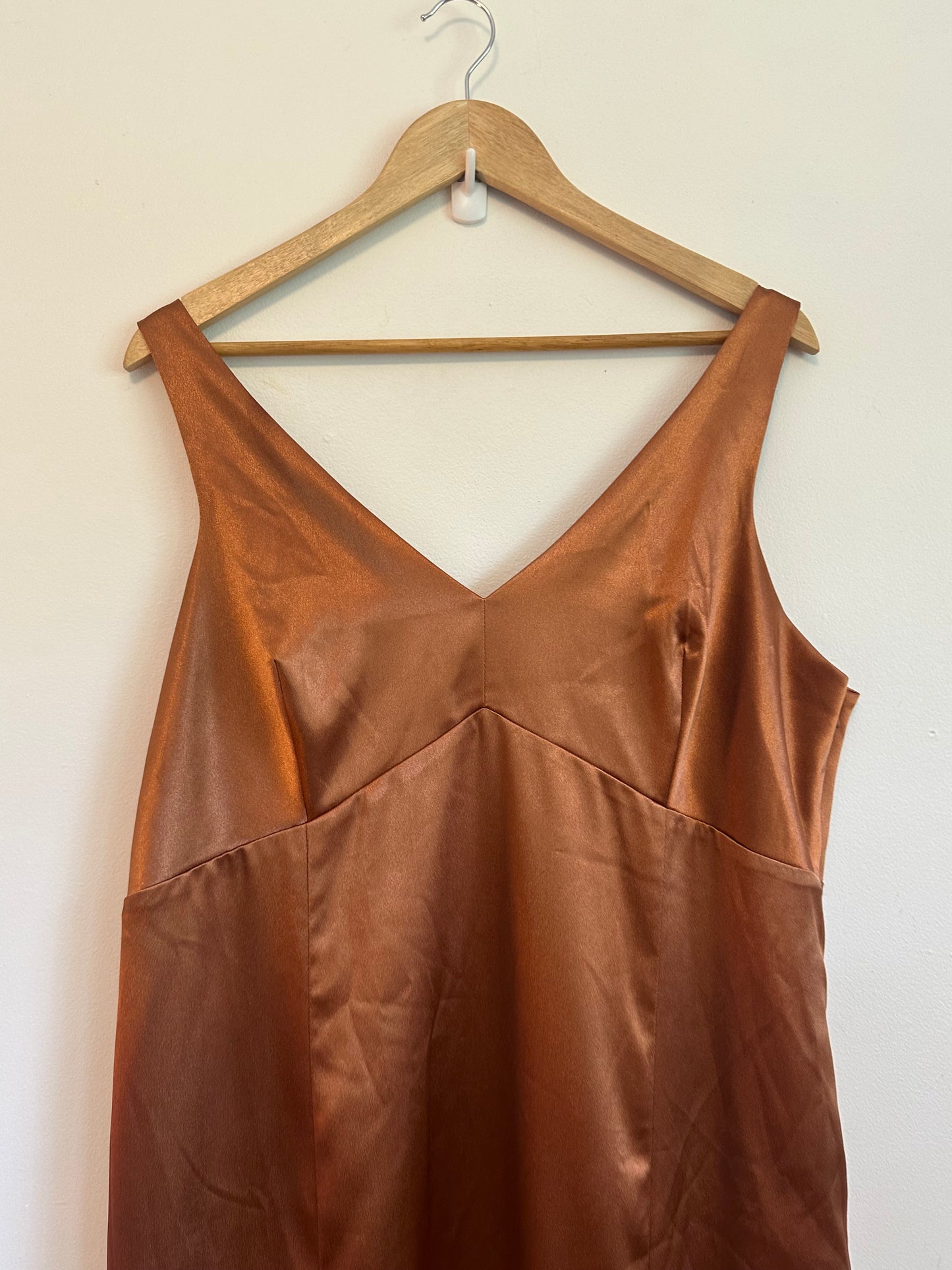 NWT Birdy Grey Gloria Satin Stretch Bridesmaid Dress in Rust | Size XXL