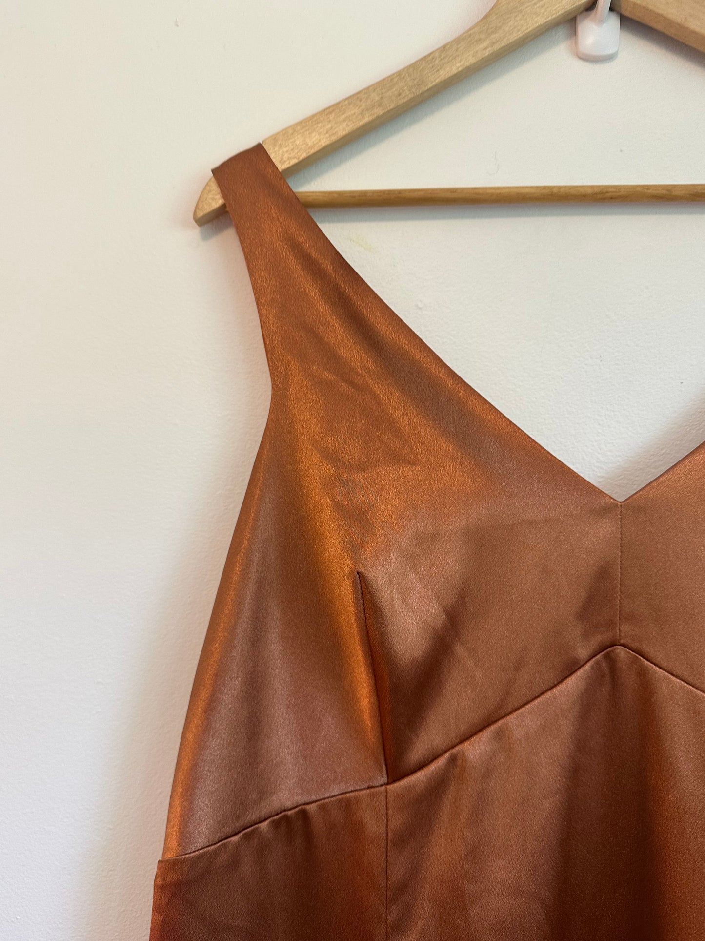 NWT Birdy Grey Gloria Satin Stretch Bridesmaid Dress in Rust | Size XXL