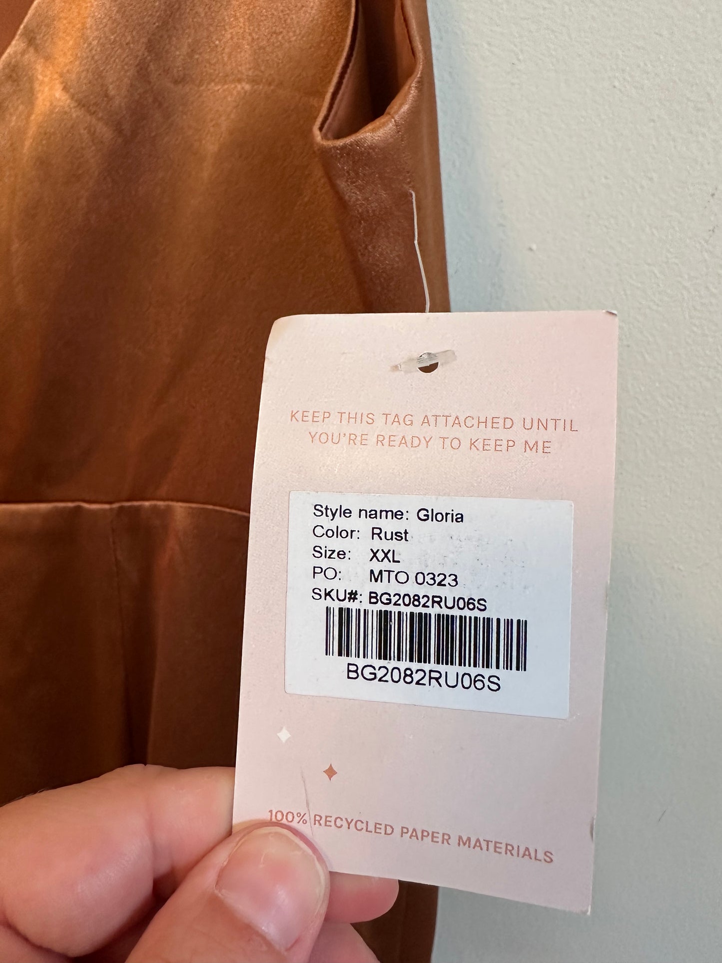 NWT Birdy Grey Gloria Satin Stretch Bridesmaid Dress in Rust | Size XXL