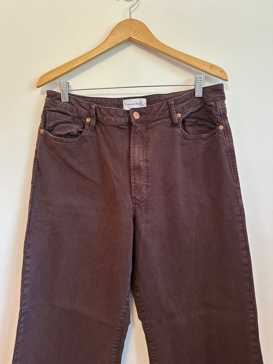 Dear John Wide Leg High Rise Jeans Brown Raw Hem Jeans | Size 33