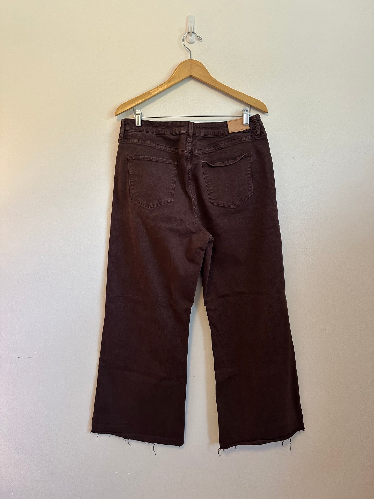 Dear John Wide Leg High Rise Jeans Brown Raw Hem Jeans | Size 33