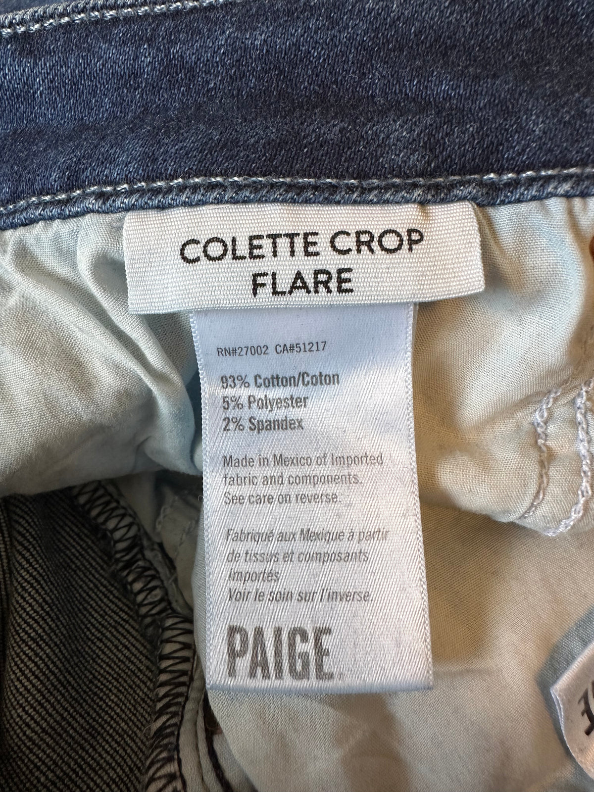 Paige Colette Crop Flare Jeans in Dark Wash Blue | Size 28