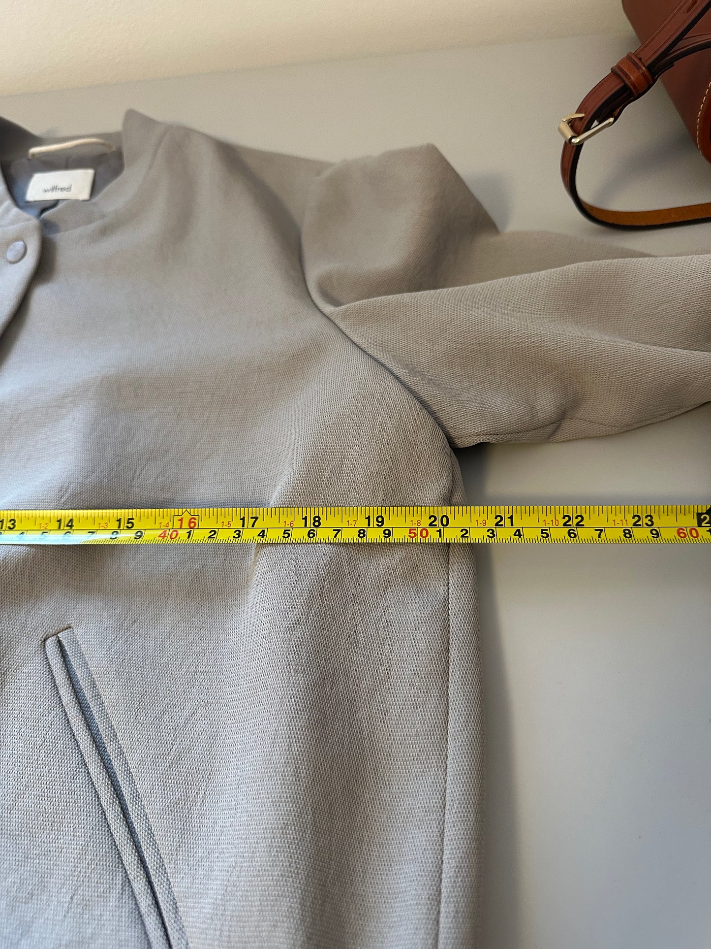 Aritzia Wilfred Poussin Snap Front Bomber Jacket in Taupe | Size Large