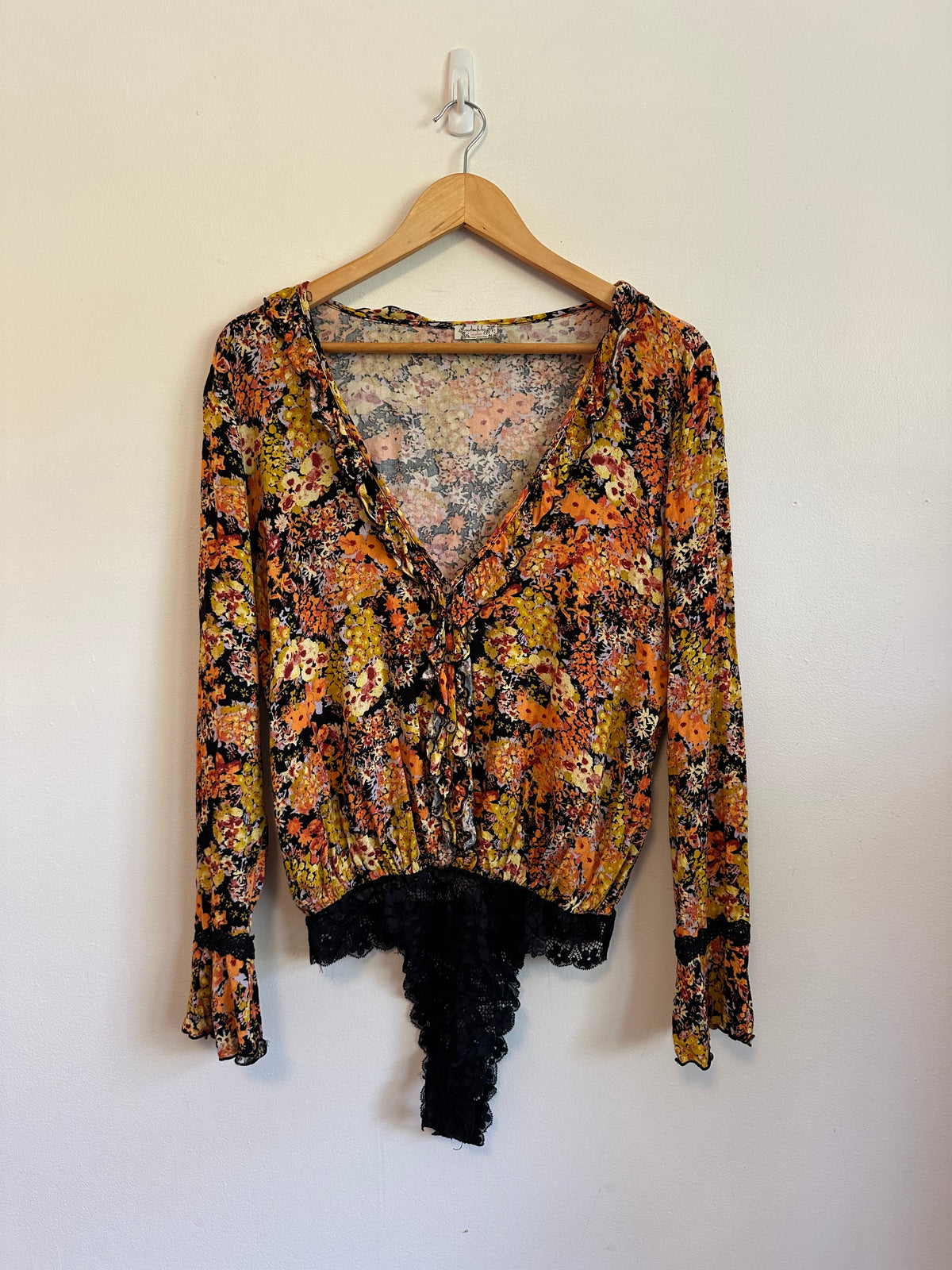 Intimately Free People Heat Wave Floral Ruffle Bodysuit | Size Medium