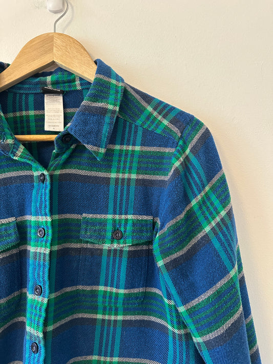 Patagonia Long-Sleeved Fjord Flannel Shirt in Andes Blue | Size 8