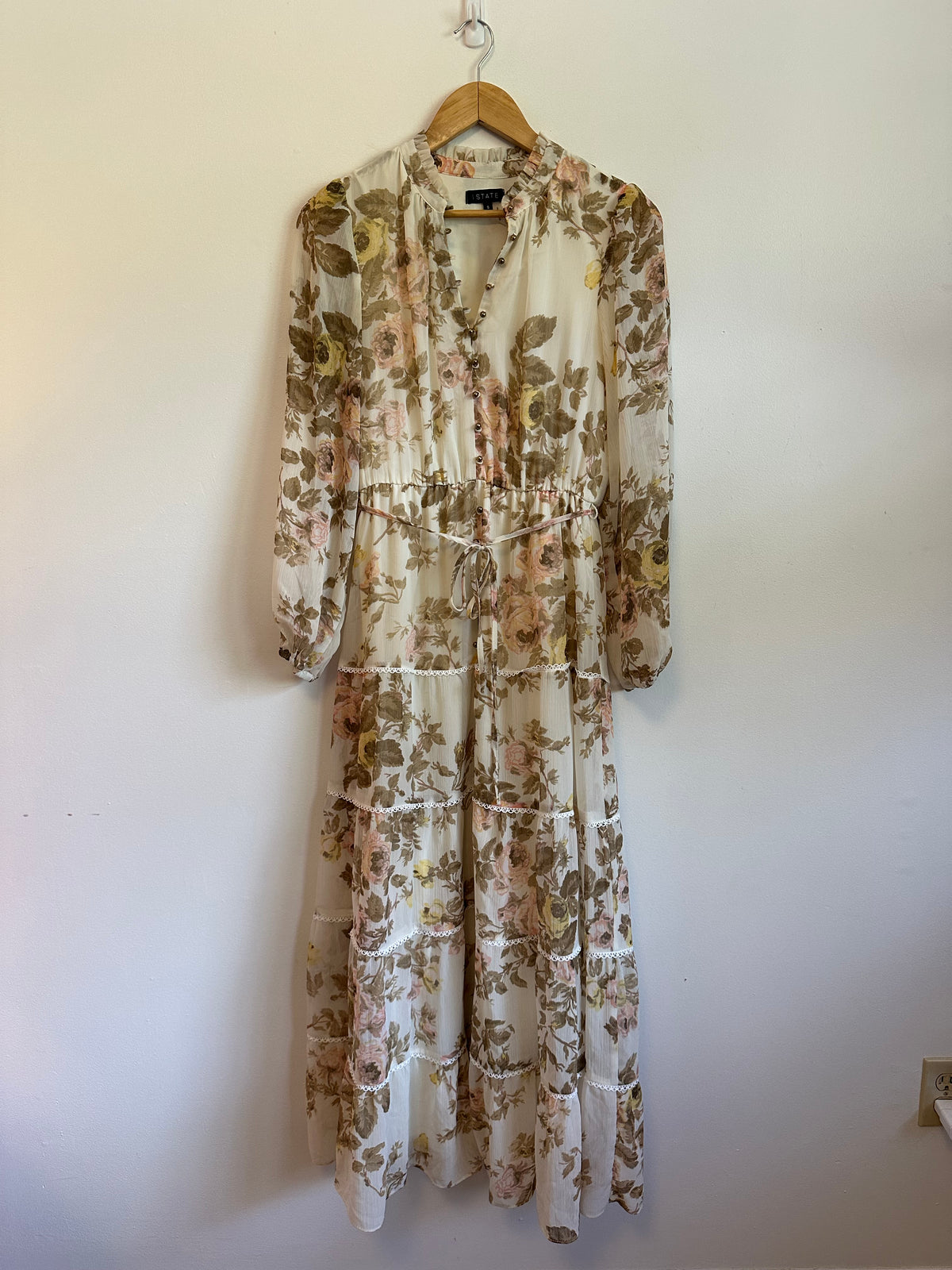 1.STATE Floral Tiered Long Sleeve Maxi Dress | Size Small