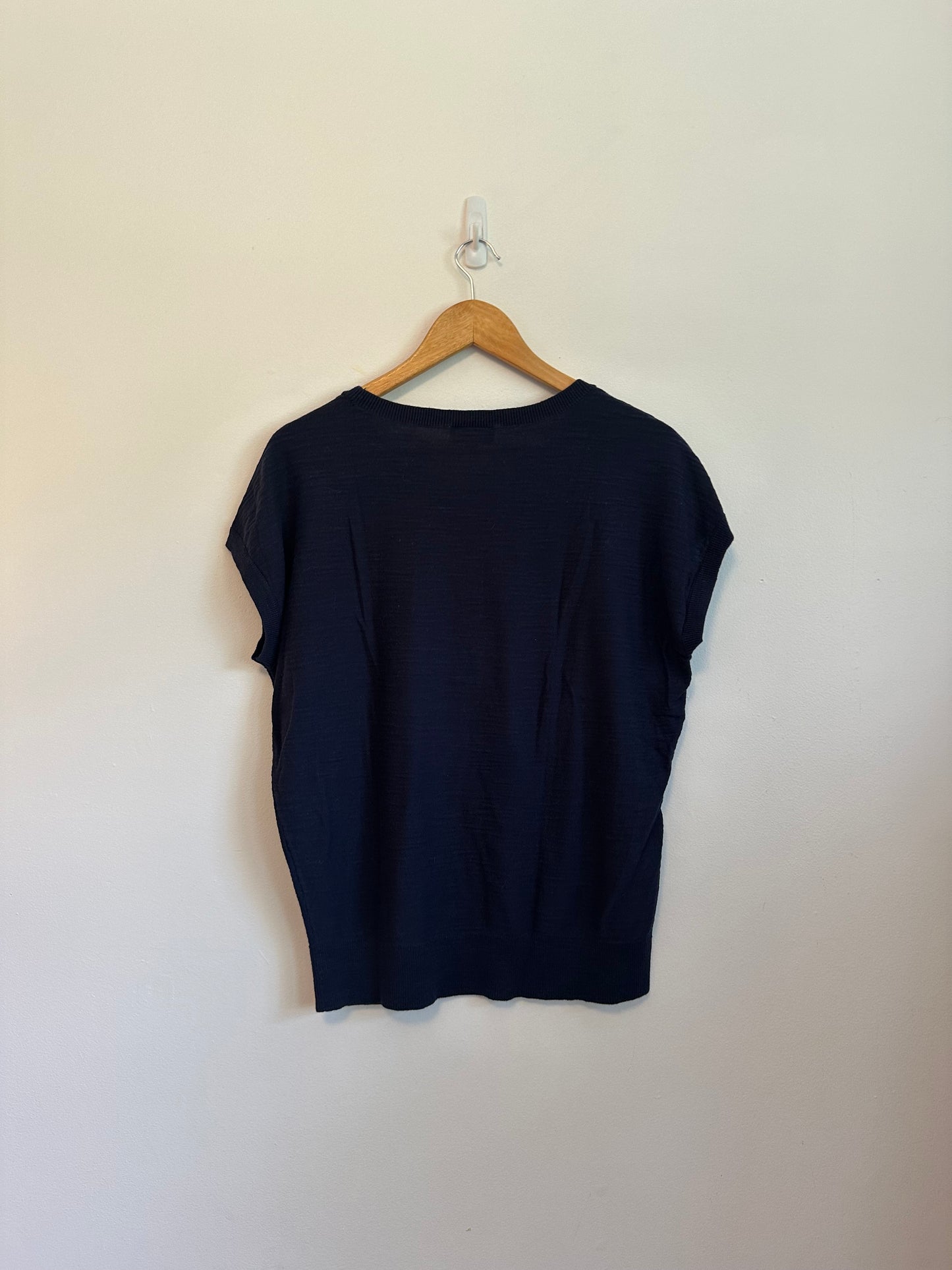 Loft Outlet Navy Blue Short Sleeve Cotton Knit Sweater | Size Large