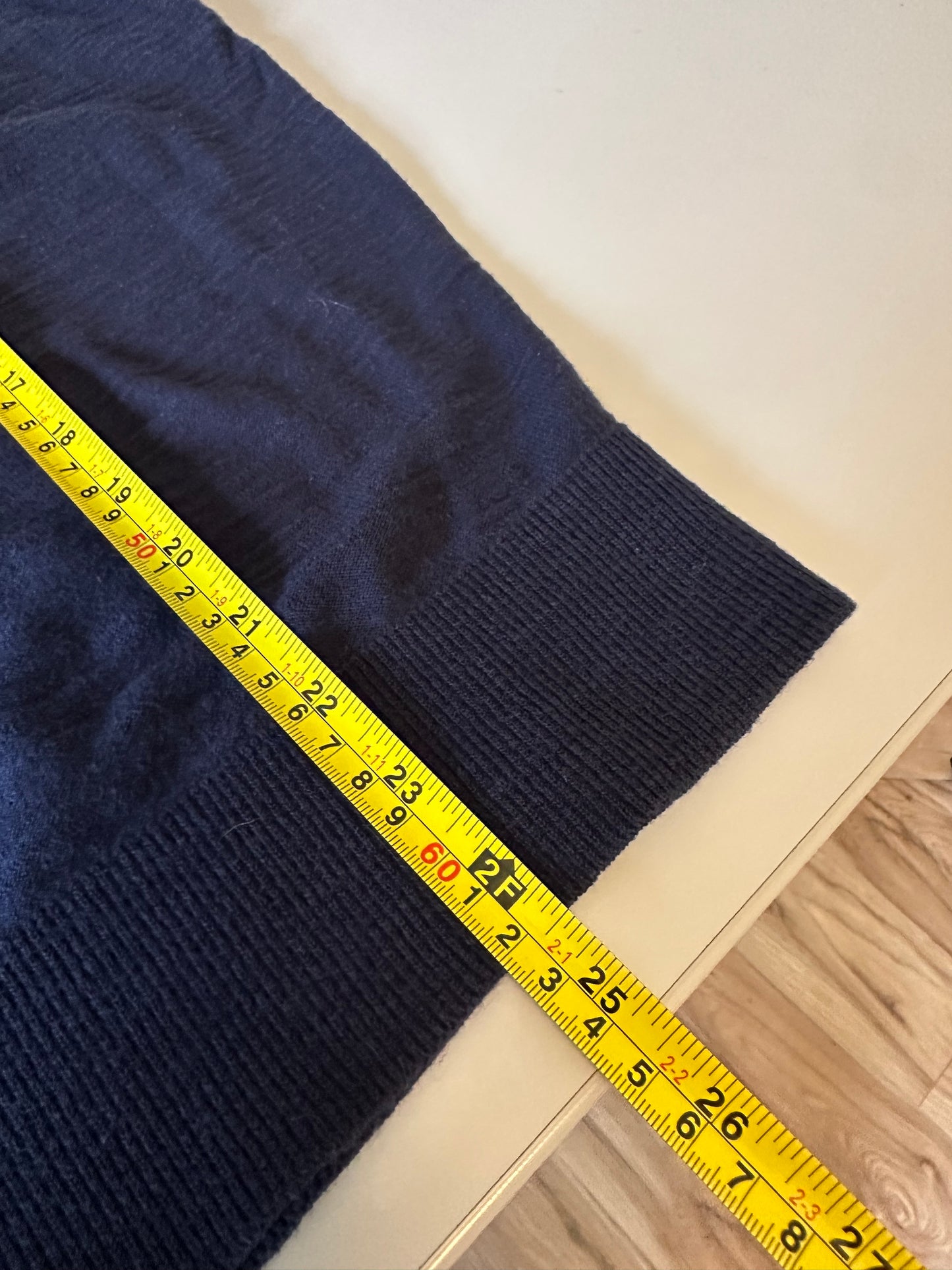 Loft Outlet Navy Blue Short Sleeve Cotton Knit Sweater | Size Large