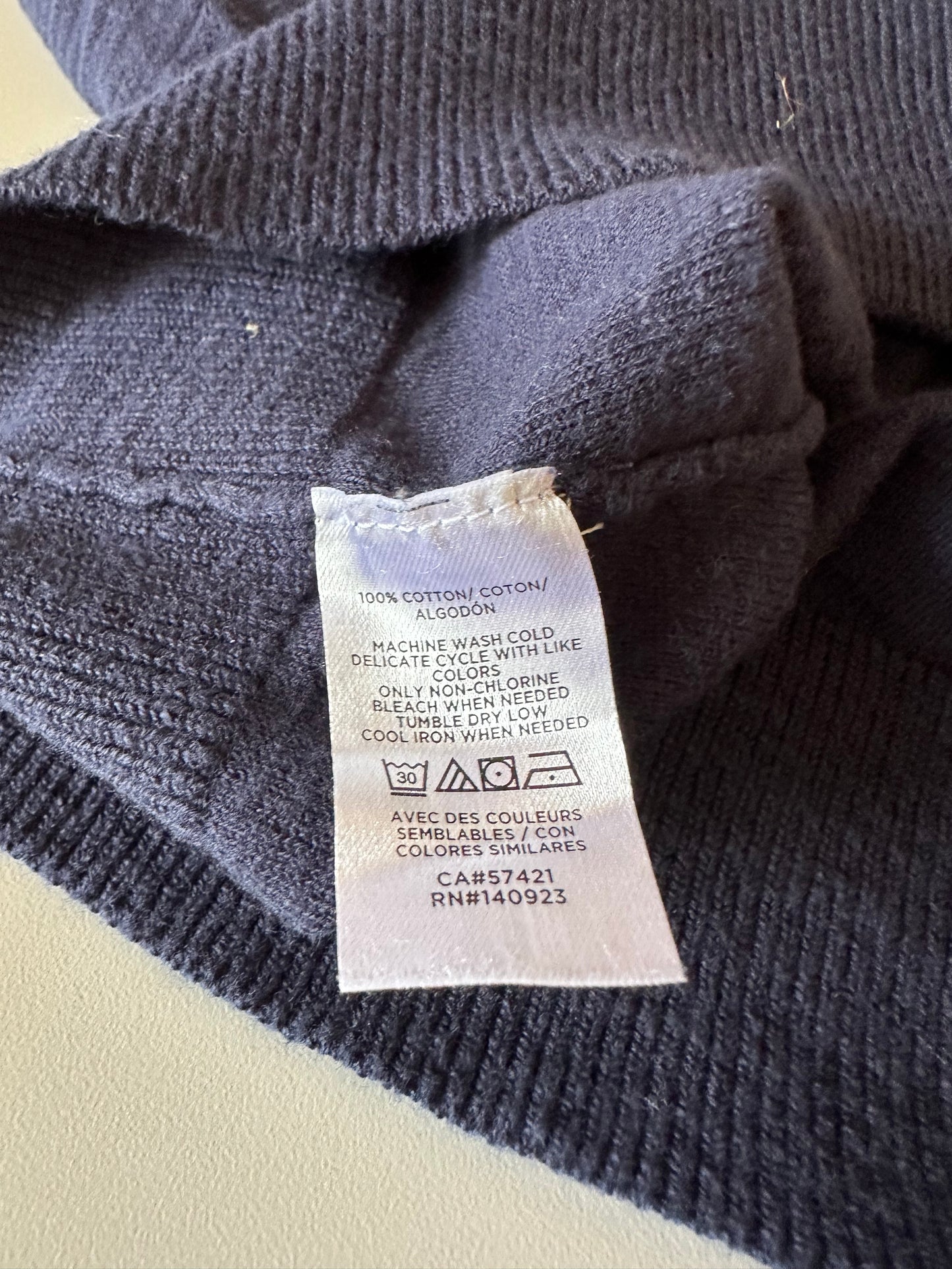 Loft Outlet Navy Blue Short Sleeve Cotton Knit Sweater | Size Large