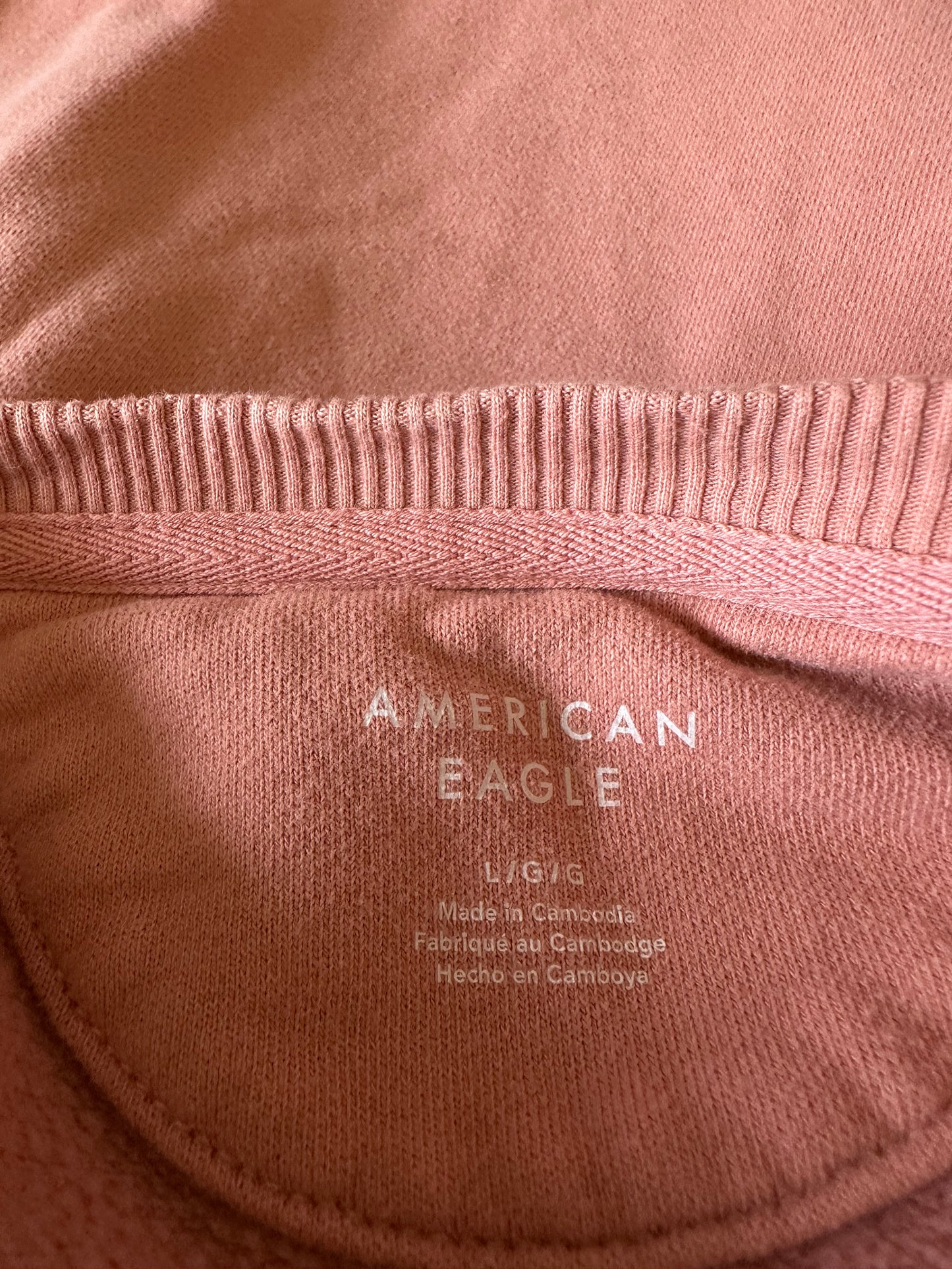 American Eagle Cropped Sweatshirt in Dusty Rose Pink | Size Large