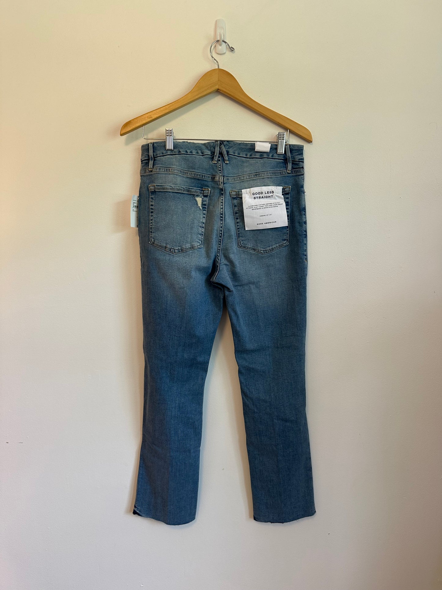 NWT Good American Good Legs Straight Distressed High Rise Jeans | Size 12