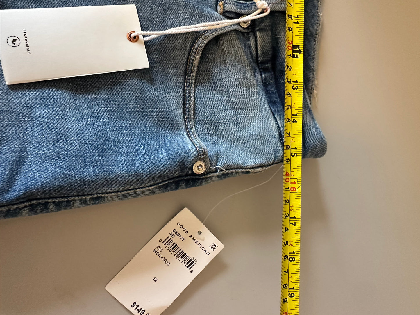 NWT Good American Good Legs Straight Distressed High Rise Jeans | Size 12