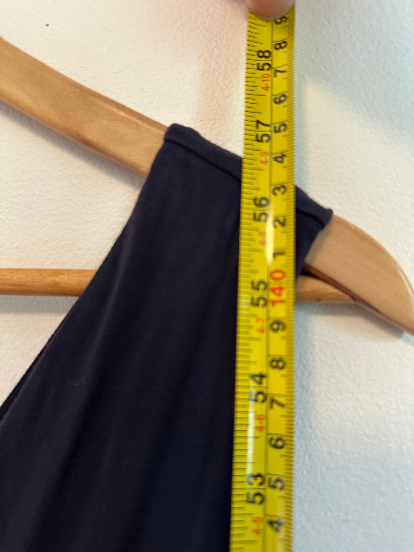Boden Navy Blue V-Neck Ruched Waist Sleeveless Jersey Maxi Dress | Size 12