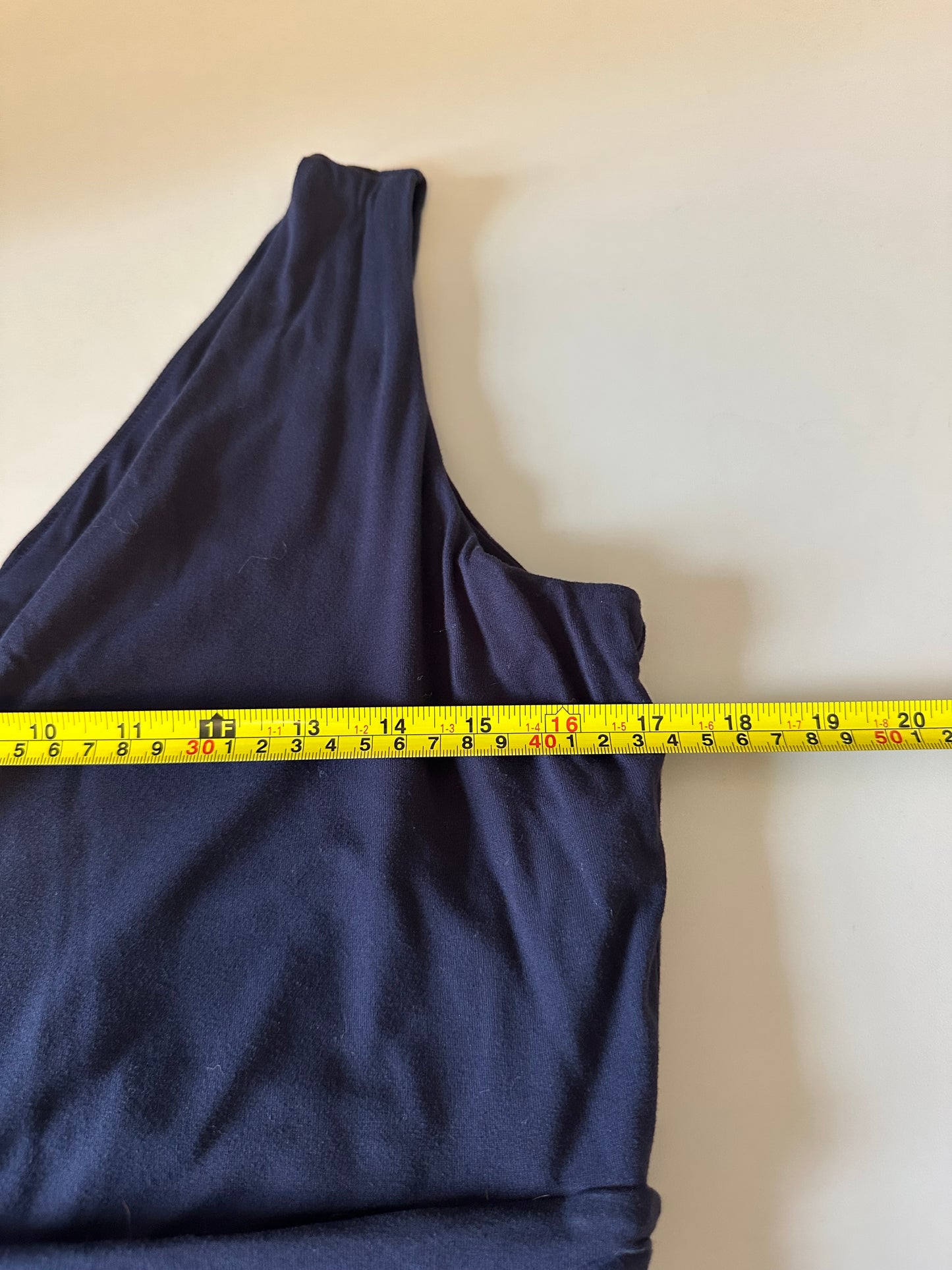 Boden Navy Blue V-Neck Ruched Waist Sleeveless Jersey Maxi Dress | Size 12