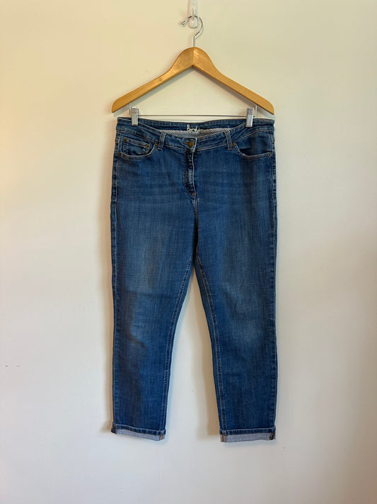 Boden Slim Straight Leg Cuffed Blue Denim Jeans | Size 12