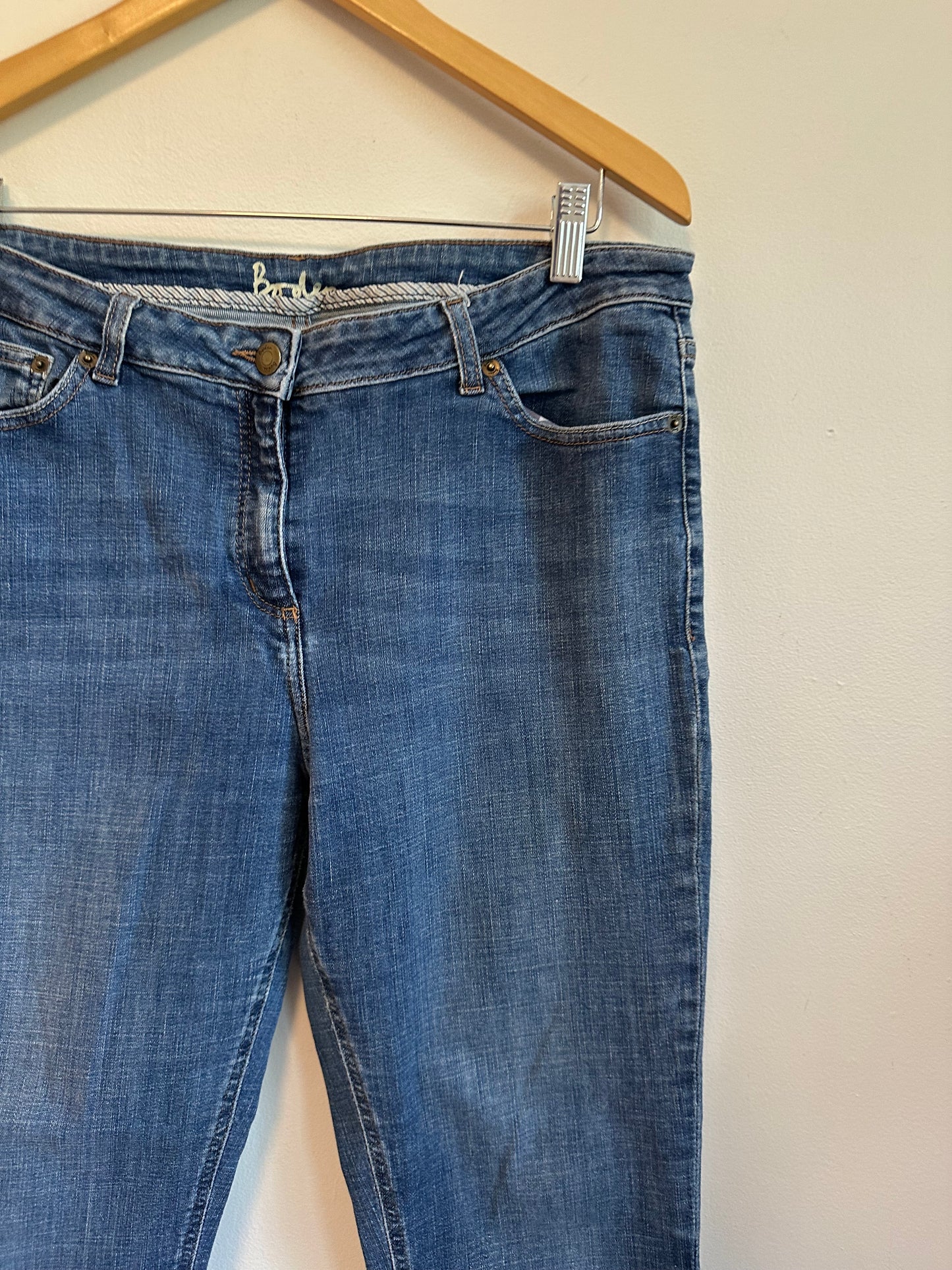 Boden Slim Straight Leg Cuffed Blue Denim Jeans | Size 12