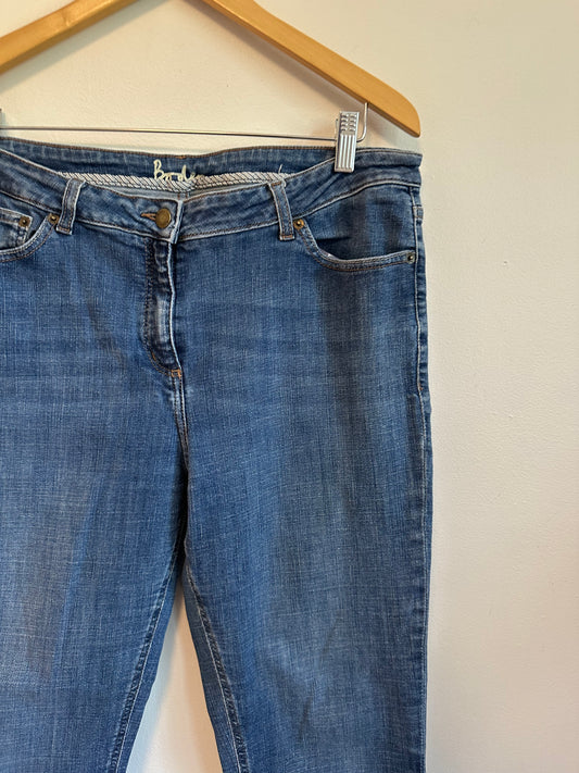 Boden Slim Straight Leg Cuffed Blue Denim Jeans | Size 12