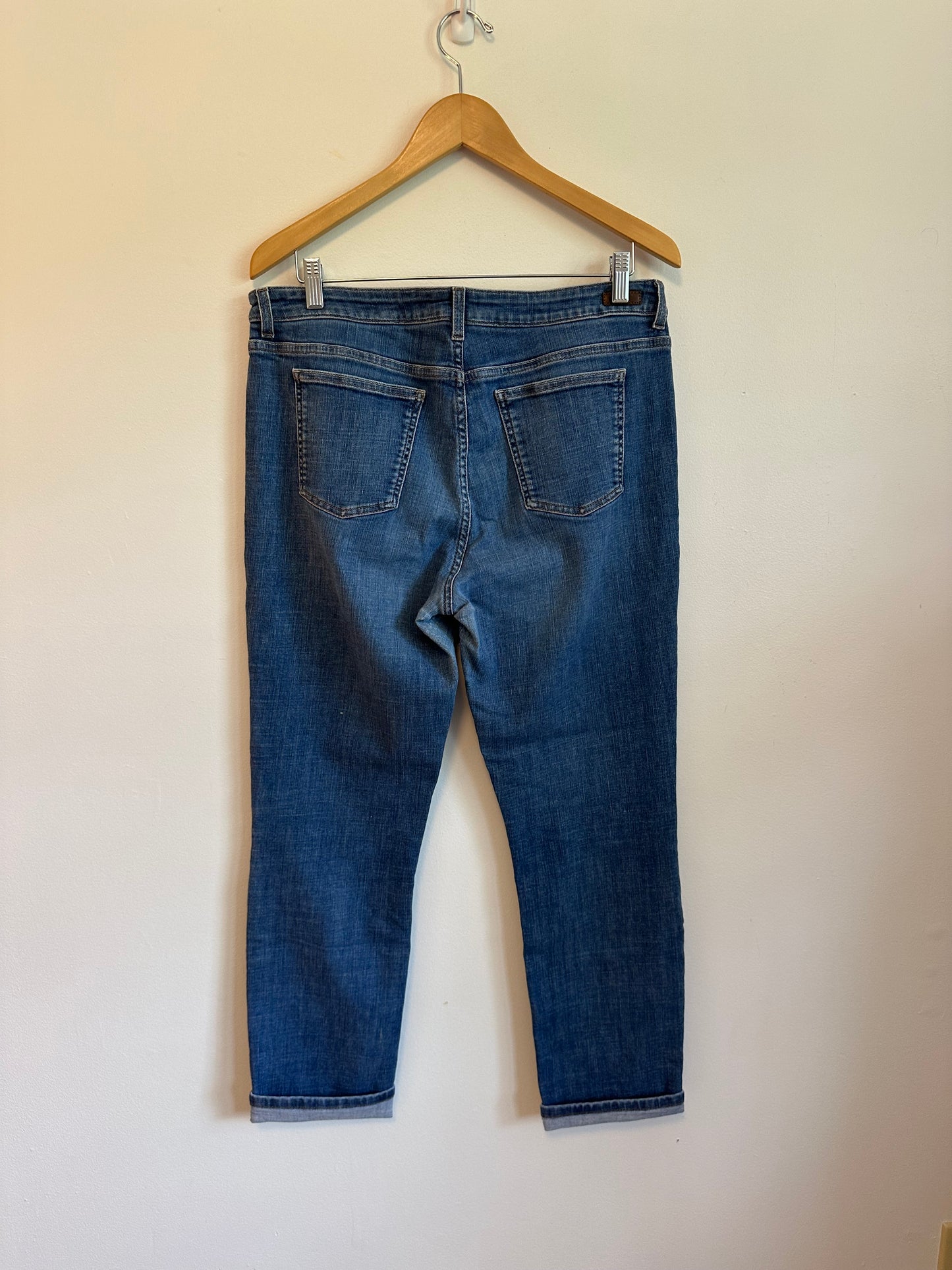 Boden Slim Straight Leg Cuffed Blue Denim Jeans | Size 12
