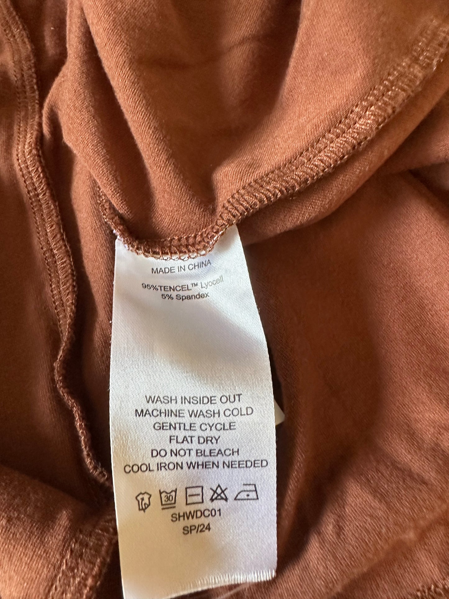 Quince Brown Tencel Jersey Fit and Flare Midi Dress with Pockets | Size Large