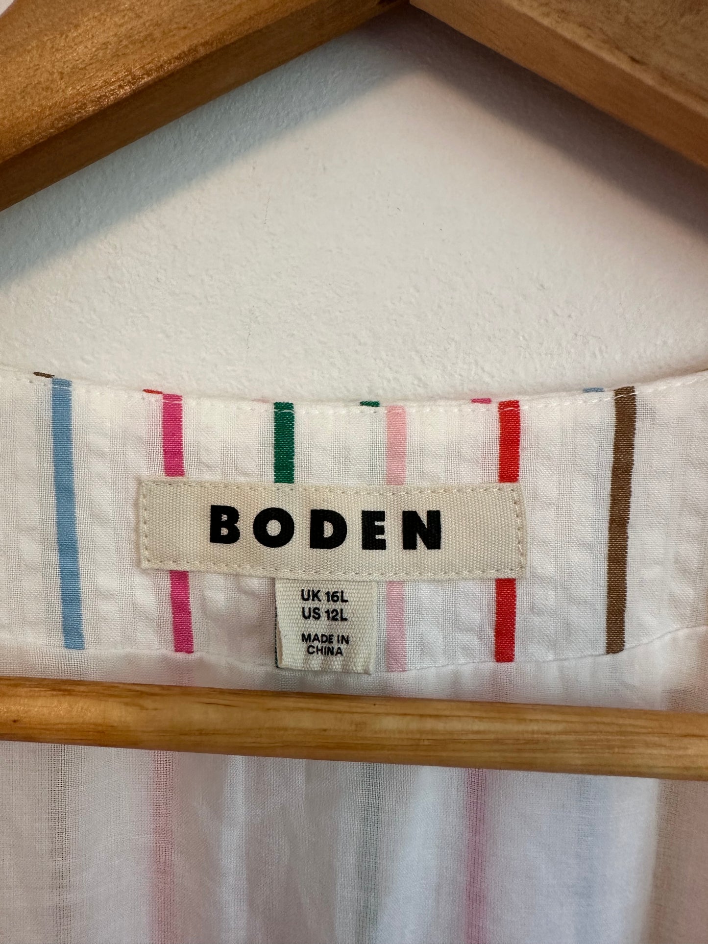 Boden Hattie Rainbow Stripe Seersucker Maxi Dress | Size 12L