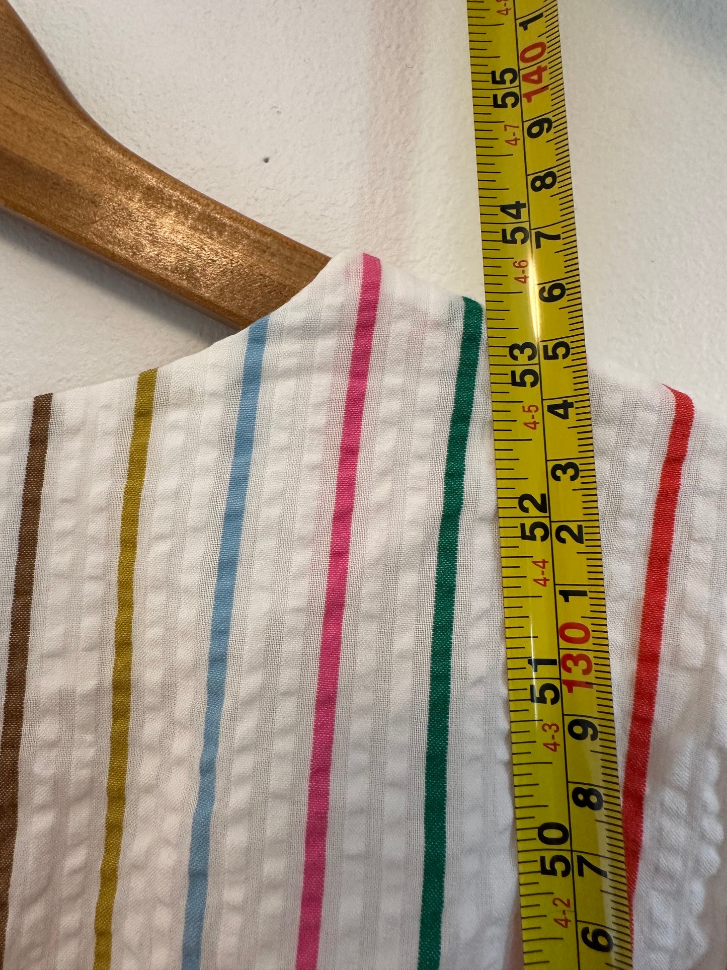 Boden Hattie Rainbow Stripe Seersucker Maxi Dress | Size 12L