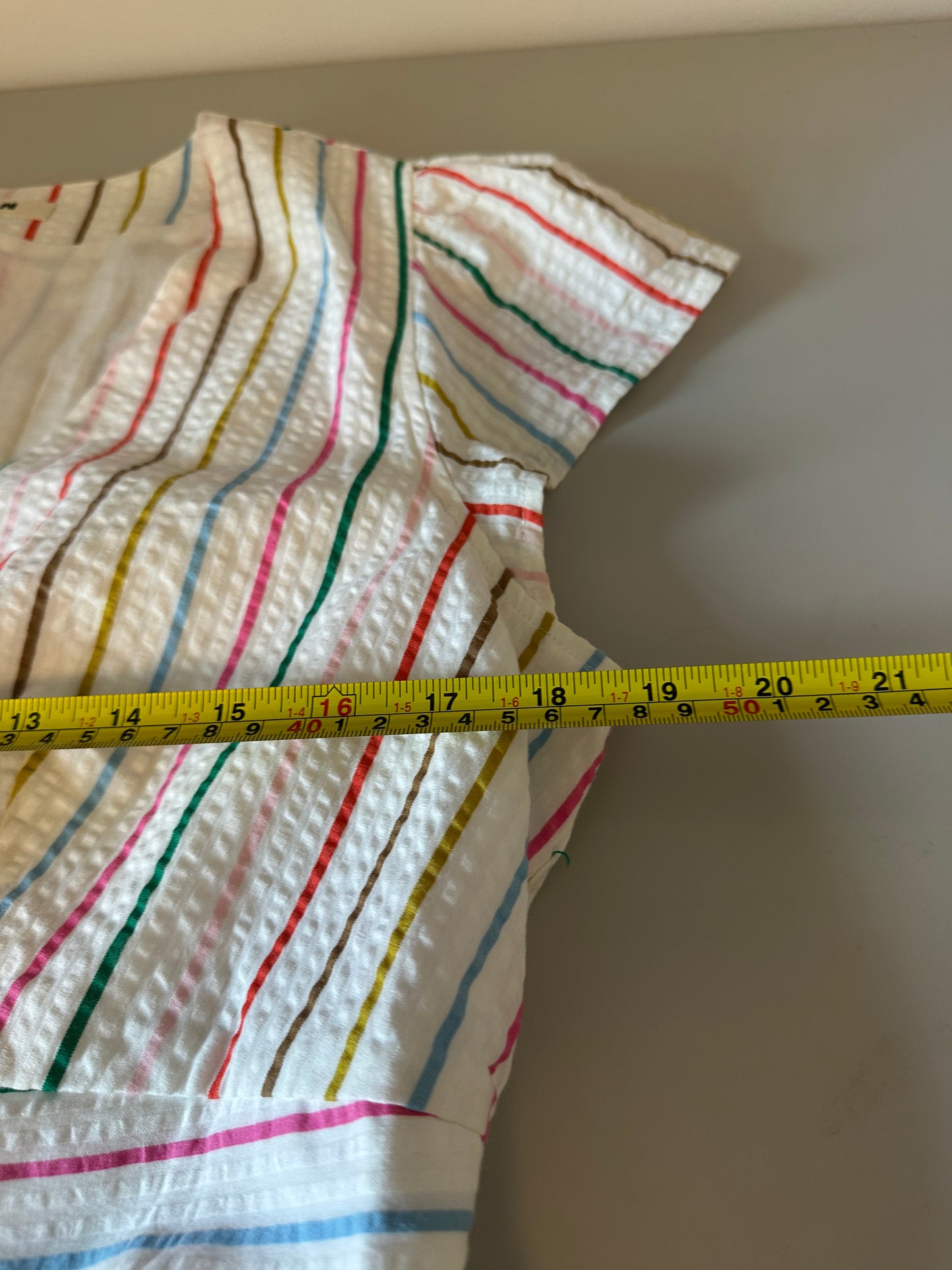 Boden Hattie Rainbow Stripe Seersucker Maxi Dress | Size 12L