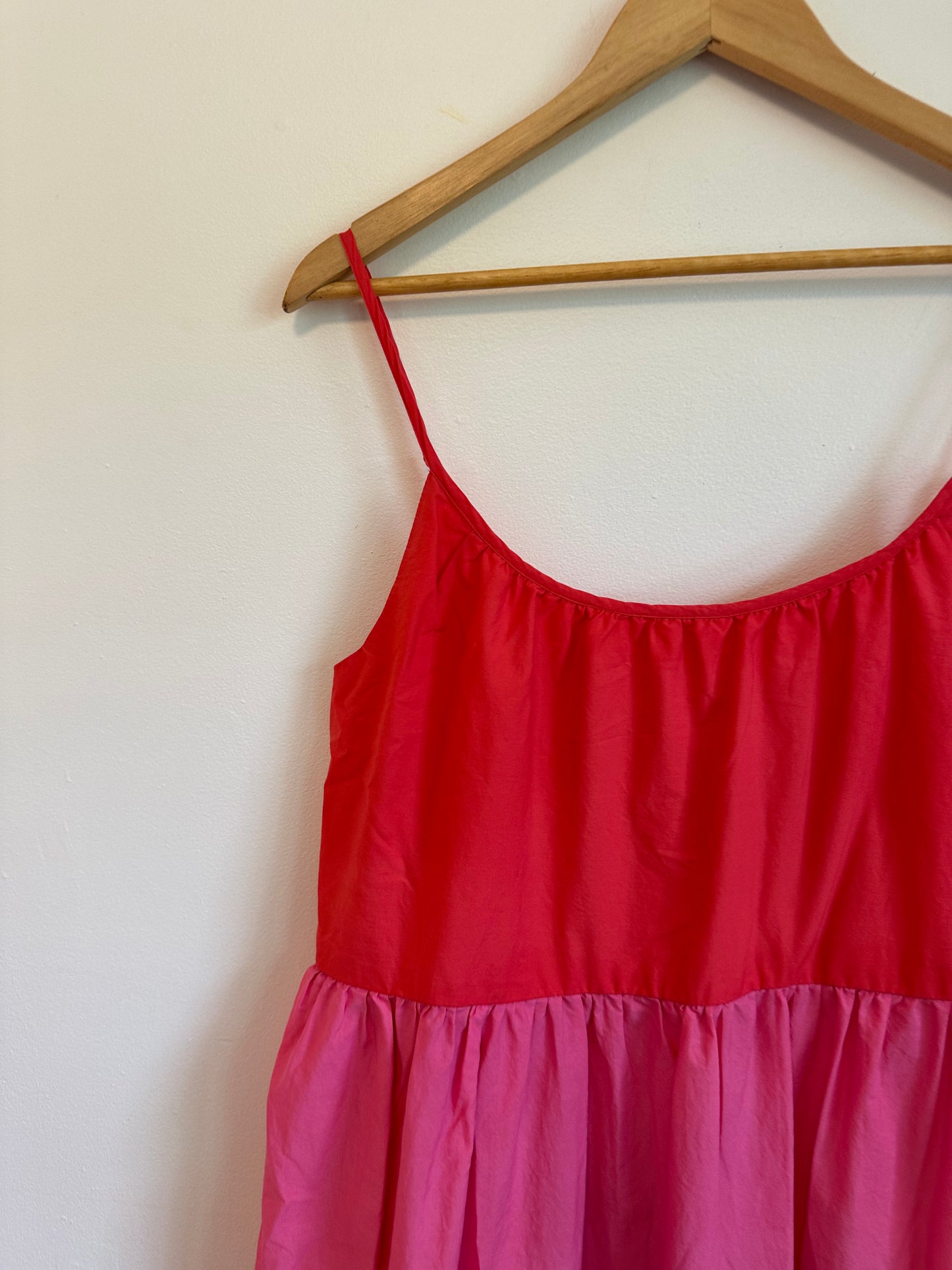 Boden Colorblock Tiered Maxi Dress in Red, Pink, Blue, and Green | Size 12