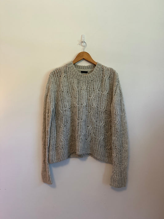 ATM Anthony Thomas Melillo Grey Wool Blend Cable Knit Sweater | Size Large