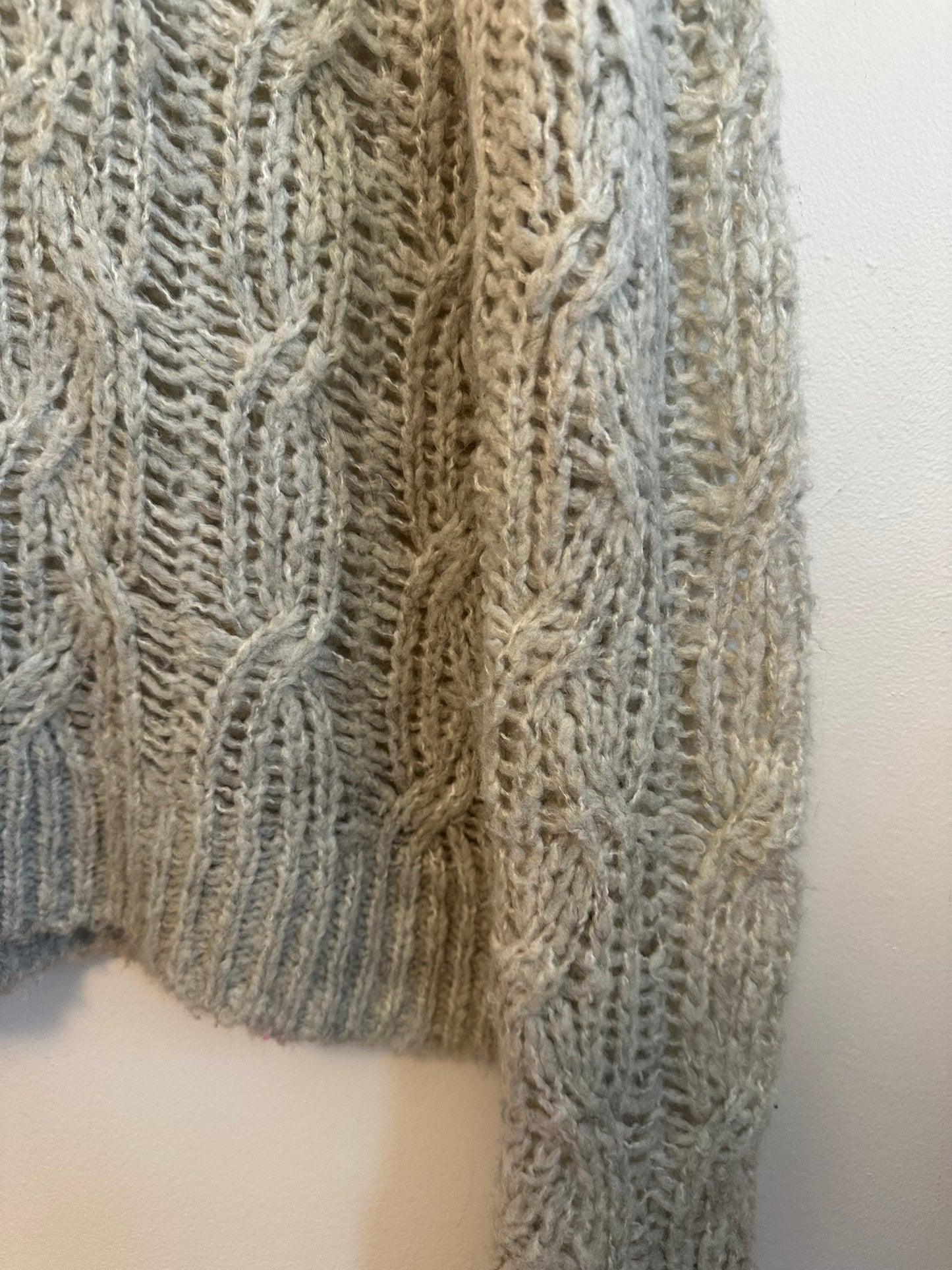 ATM Anthony Thomas Melillo Grey Wool Blend Cable Knit Sweater | Size Large