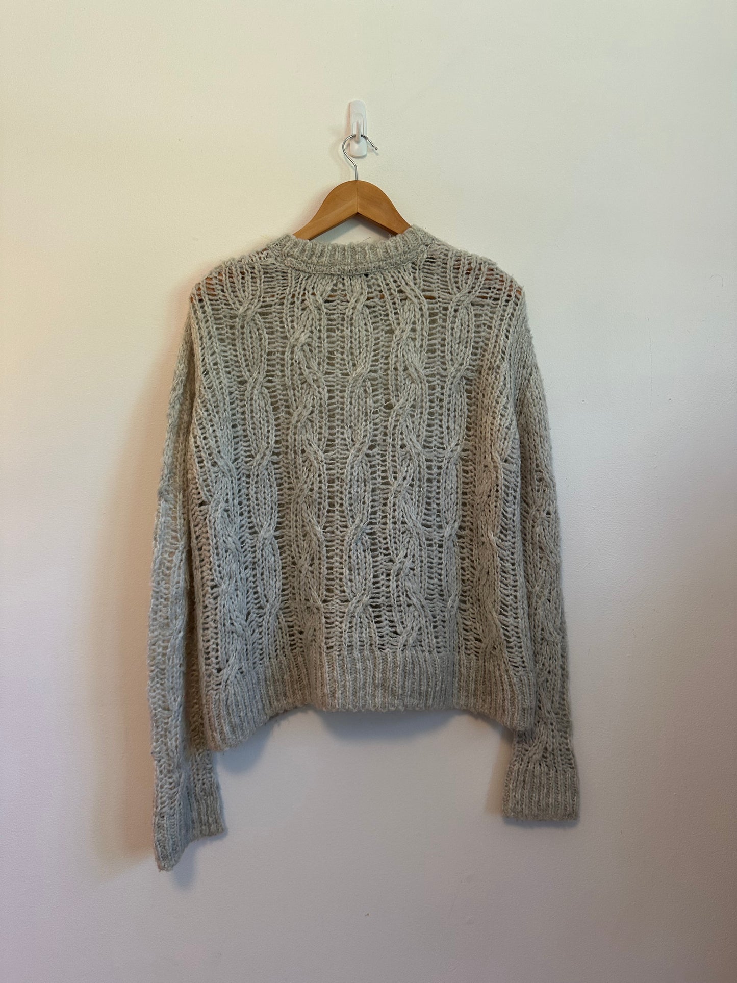 ATM Anthony Thomas Melillo Grey Wool Blend Cable Knit Sweater | Size Large
