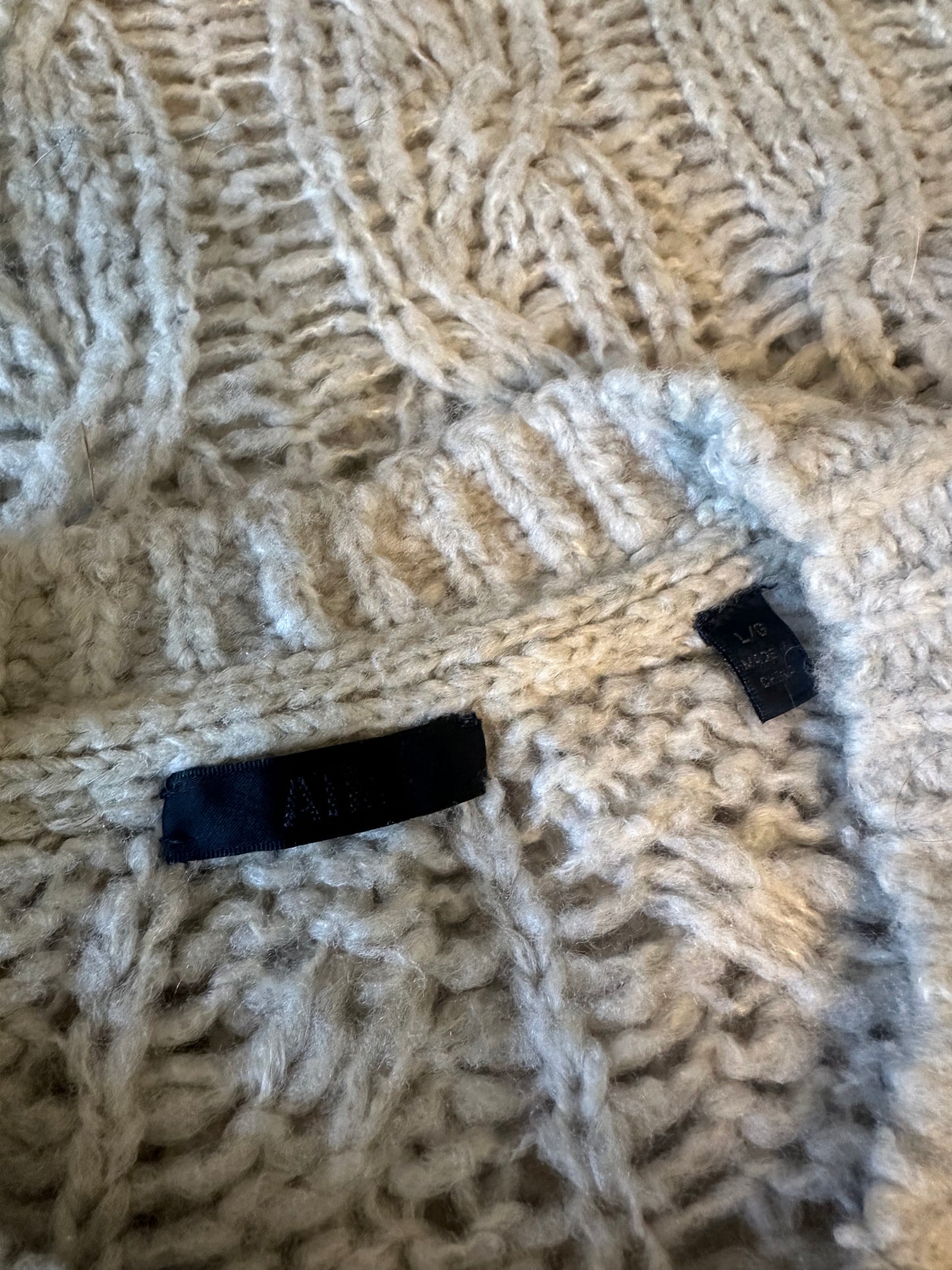 ATM Anthony Thomas Melillo Grey Wool Blend Cable Knit Sweater | Size Large