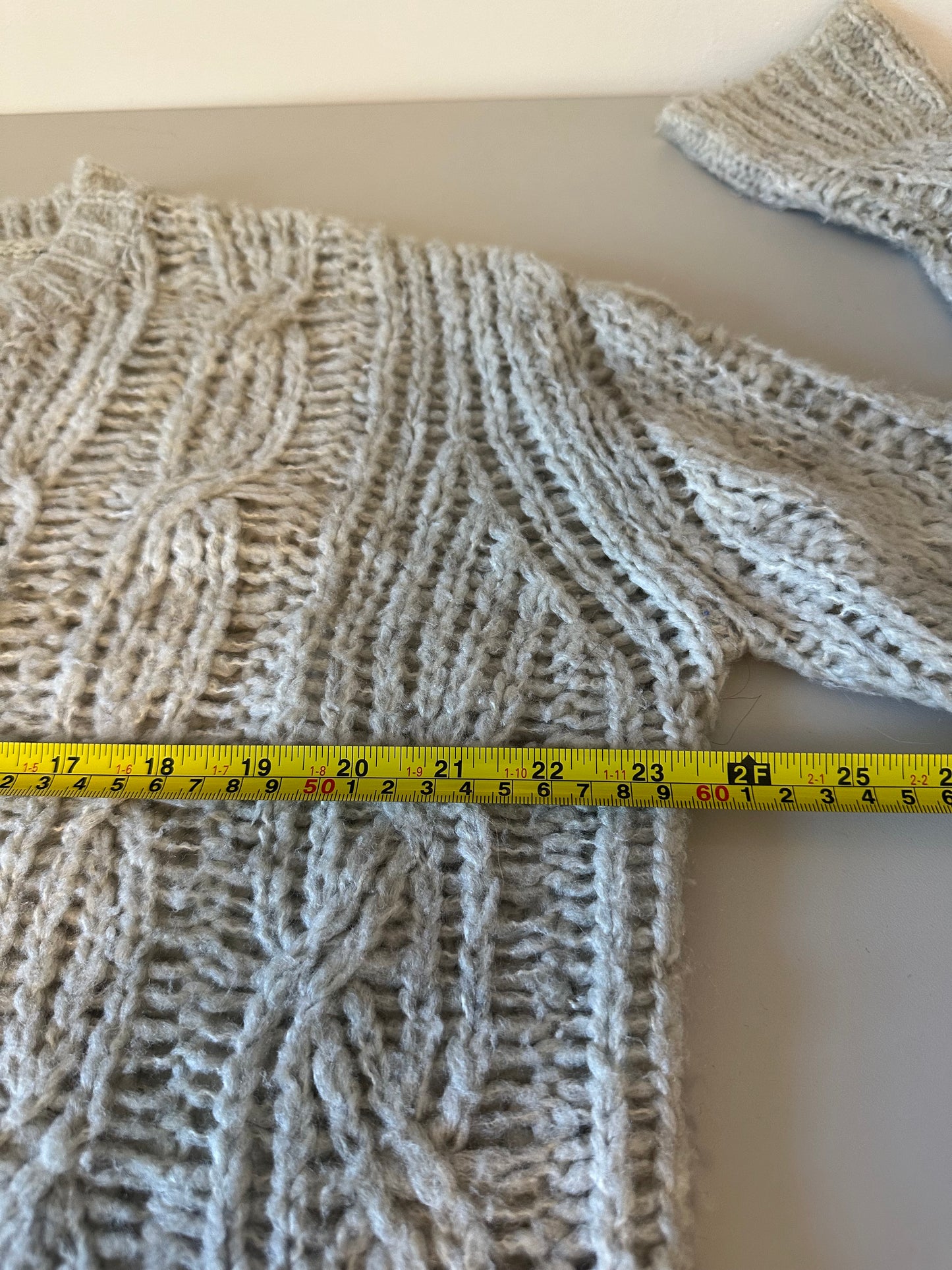 ATM Anthony Thomas Melillo Grey Wool Blend Cable Knit Sweater | Size Large
