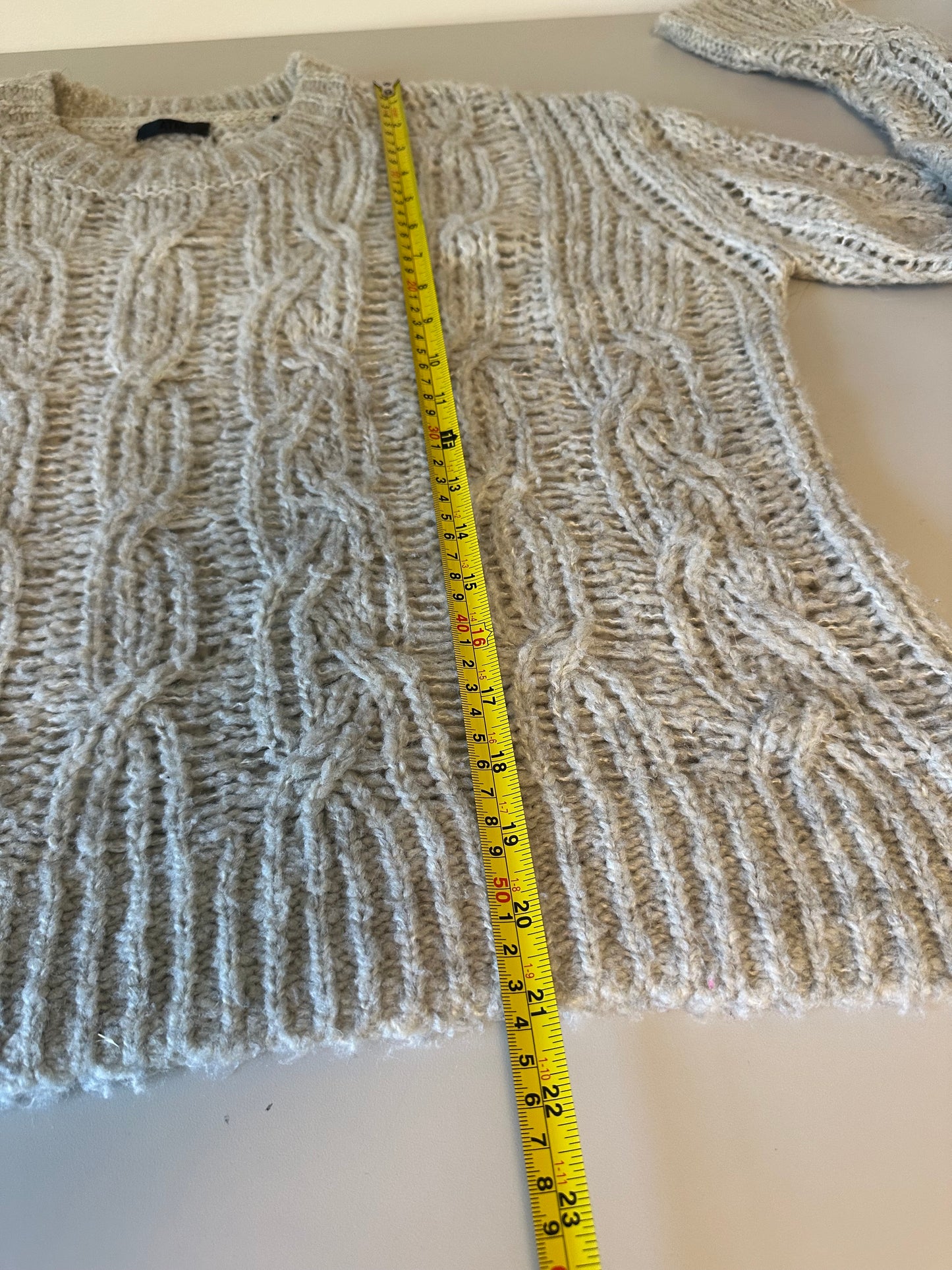 ATM Anthony Thomas Melillo Grey Wool Blend Cable Knit Sweater | Size Large