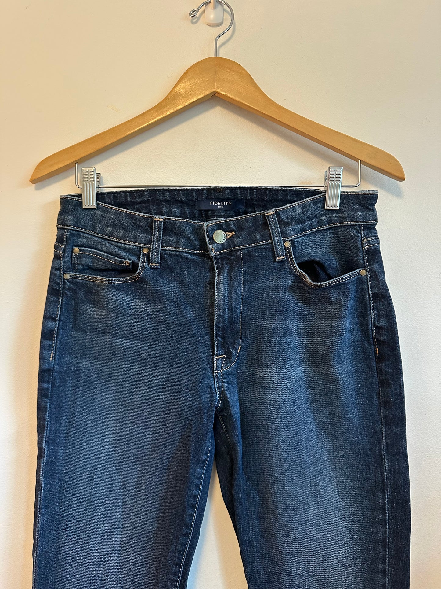 Fidelity Denim Belladona Bootcut Jeans in Dark Wash Blue | Size 28