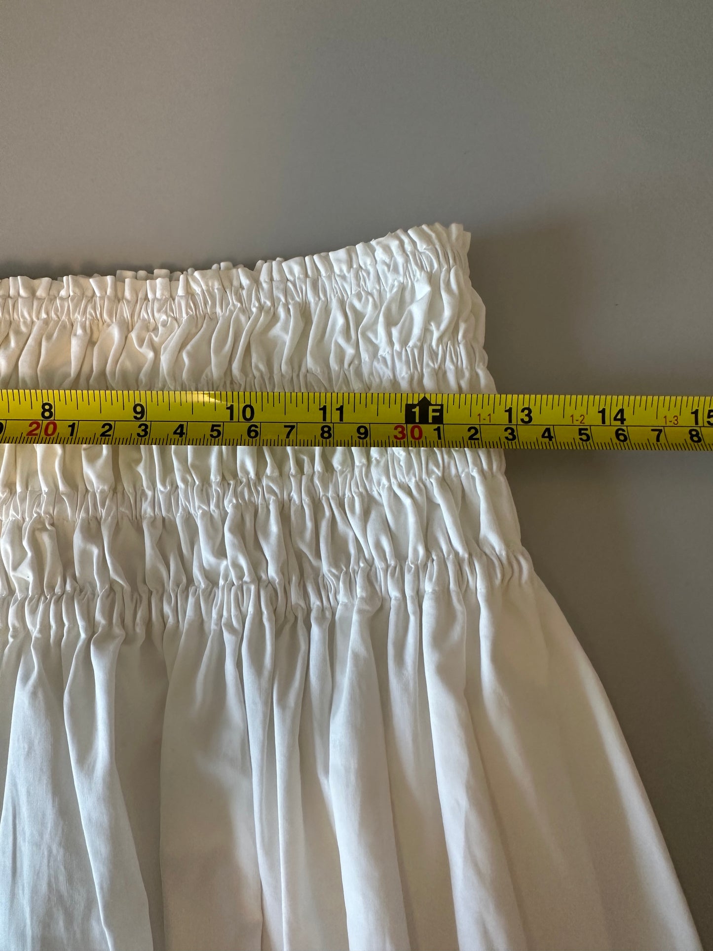 Rebecca Taylor White Cotton Smocked High Waist Midi Skirt | Size Small