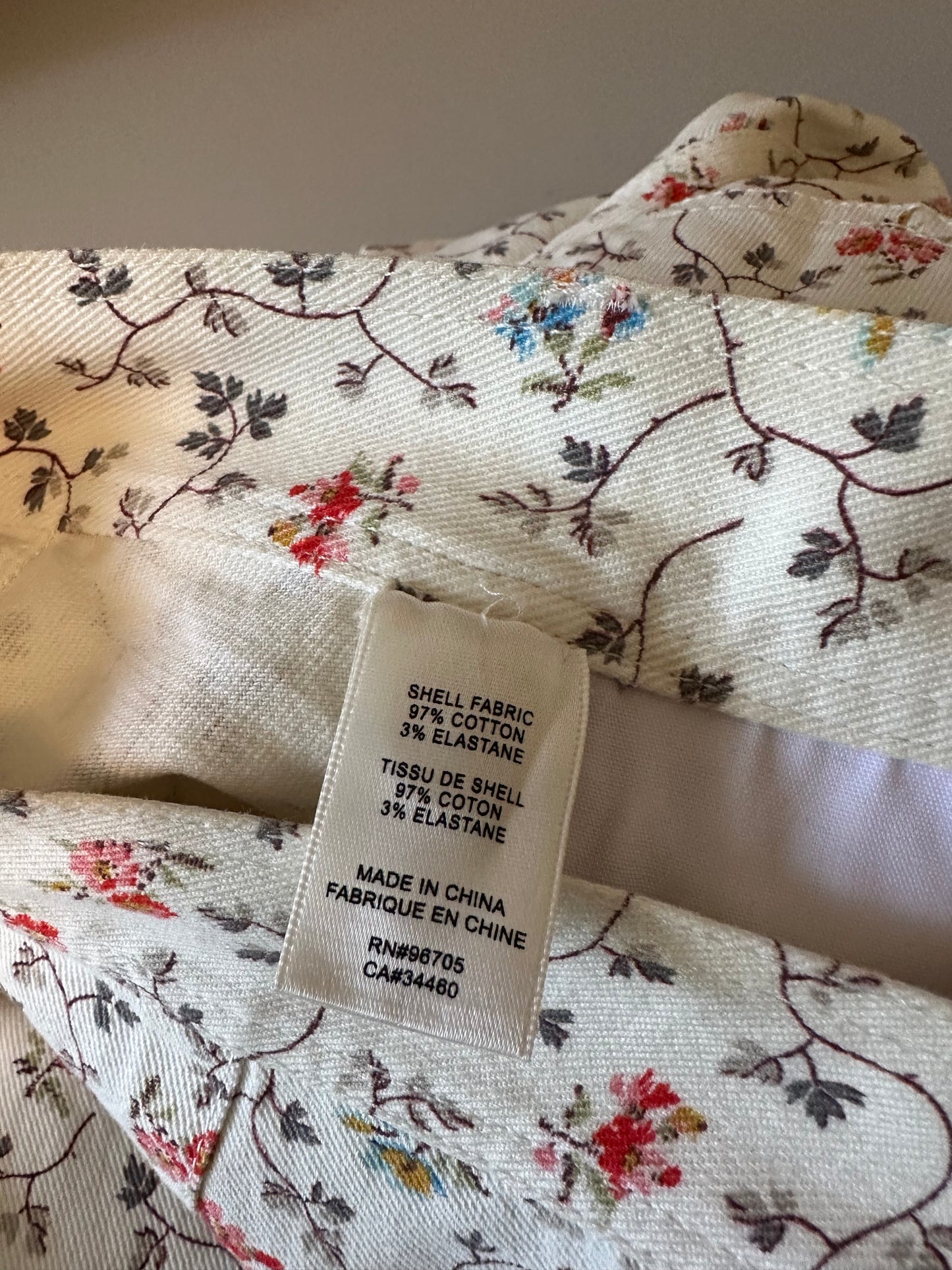Rebecca Taylor Floral Wide Leg Cotton Twill Pants | Size 28